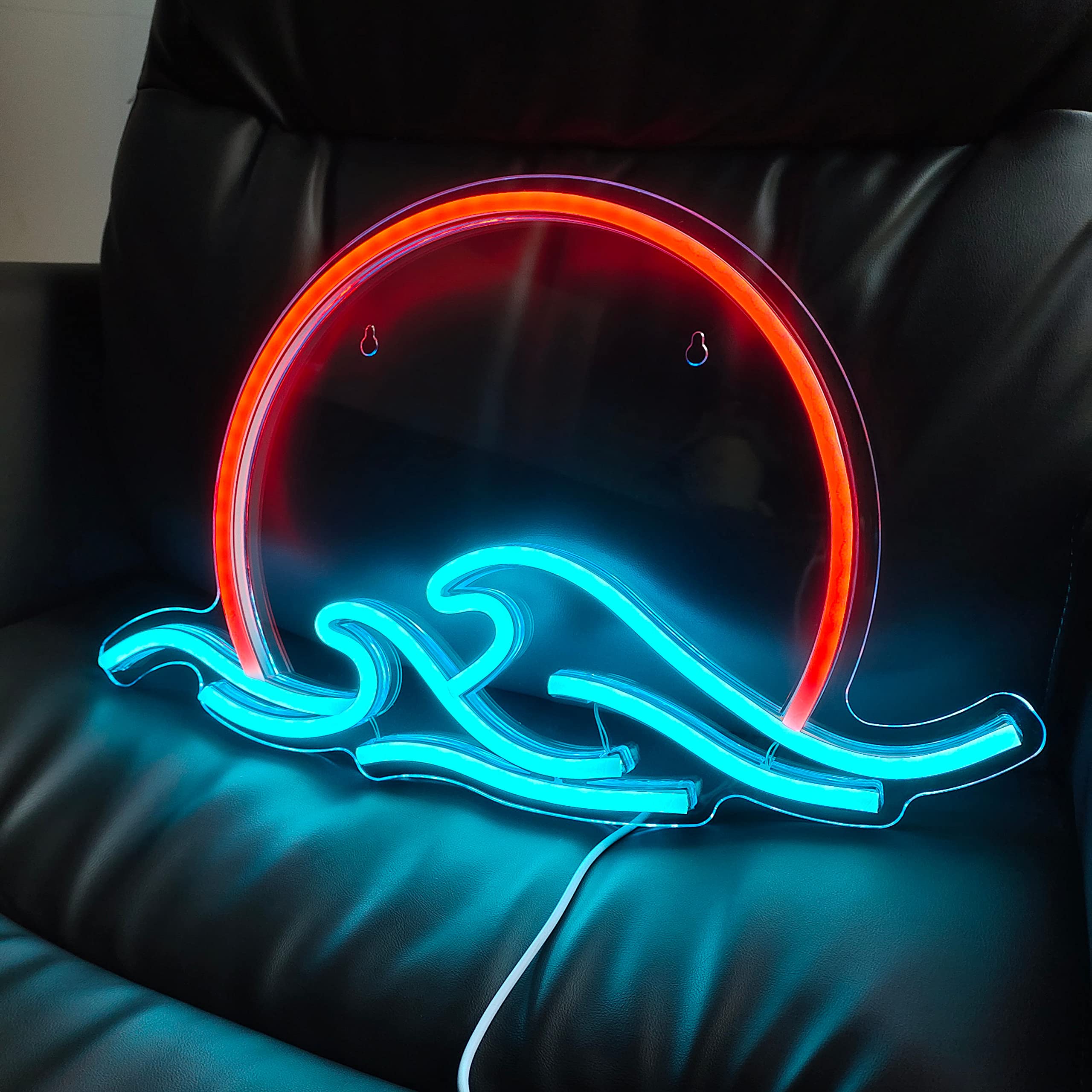 GGK Sunset with Waves Neon Sign LED Sunrise Light for Bedroom Wall Decor Anime Wave Design Perfect for Home Aesthetic - View 5 of 8