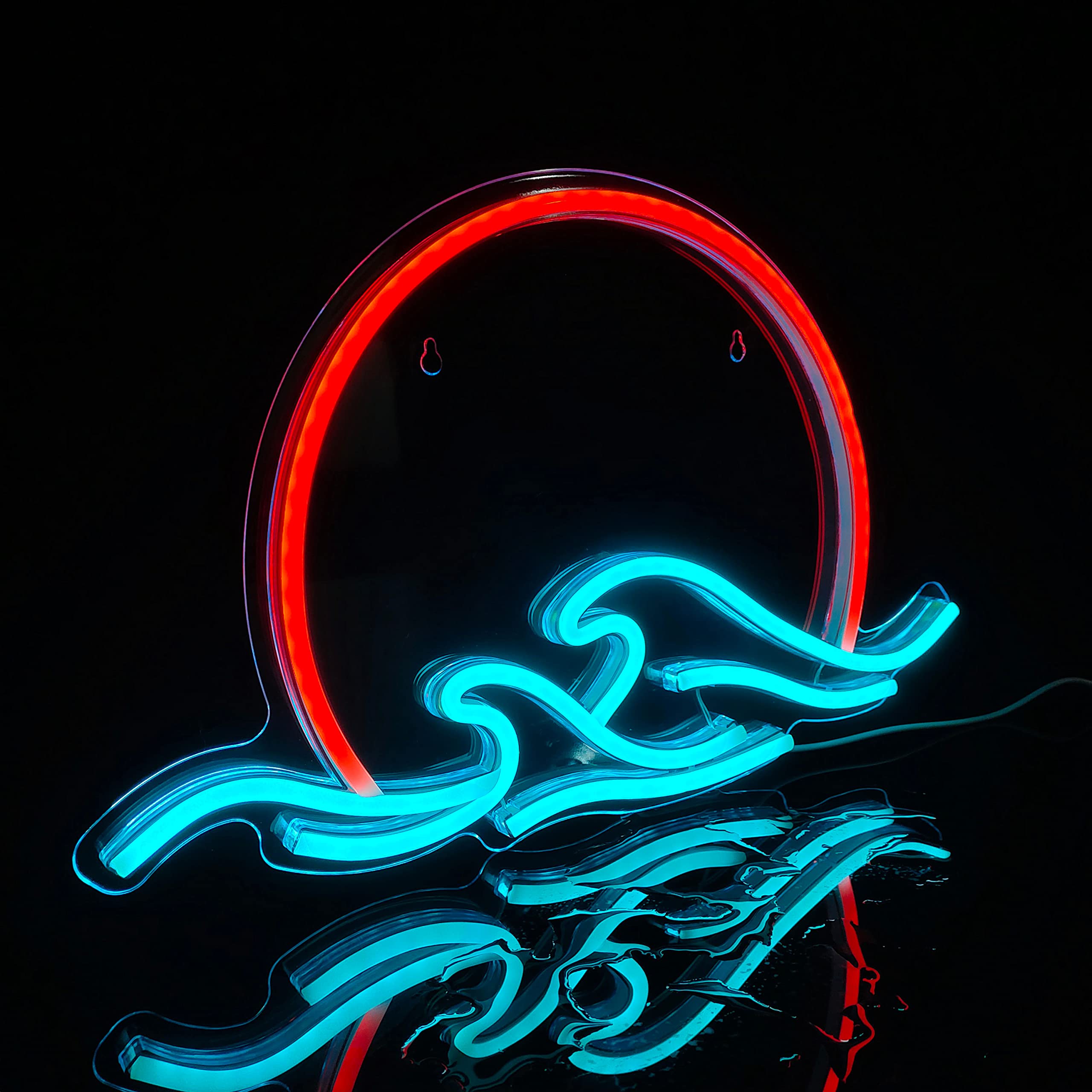 GGK Sunset with Waves Neon Sign LED Sunrise Light for Bedroom Wall Decor Anime Wave Design Perfect for Home Aesthetic - View 7 of 8