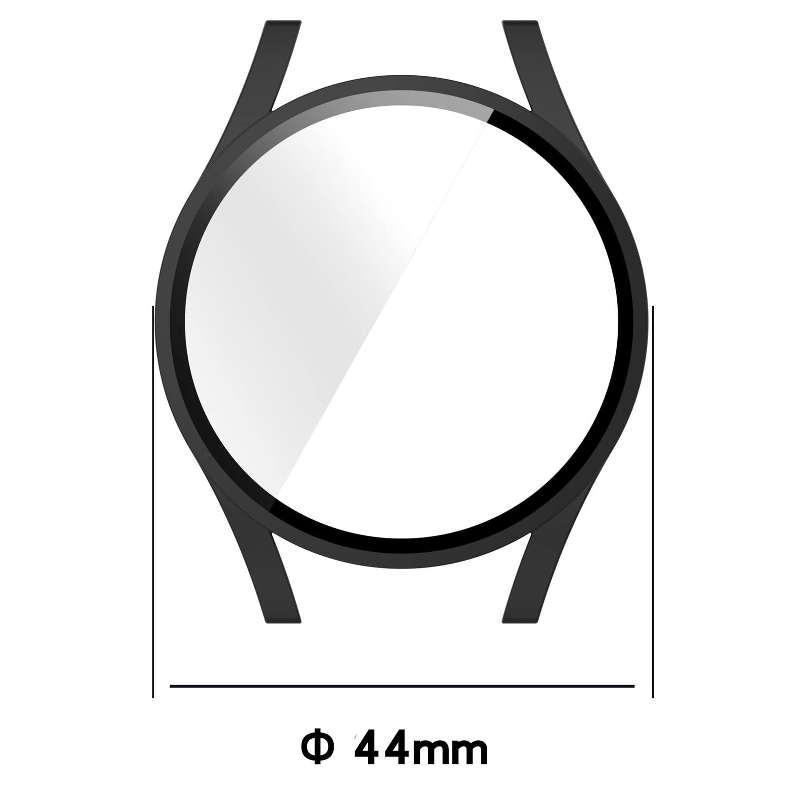 LOKEKE Compatible with Samsung Galaxy Watch 5 4 44MM PC Protective Watch Case Cover with Tempered Glass Screen Protector(Black + Silver) - View 6 of 6