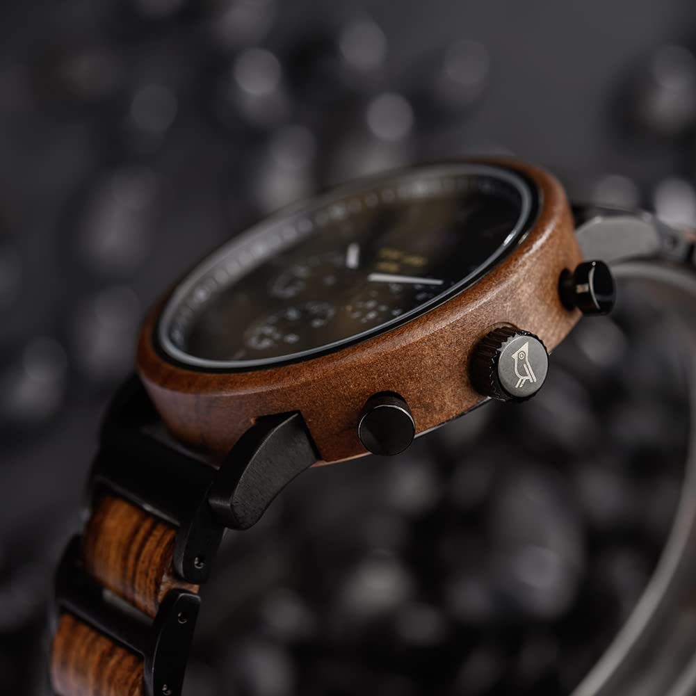 Personalized Wooden Watch for Men Custom Engraved Gift for Husband Boyfriend Dad Anniversary Christmas Father's Day Day Night Pattern - View 6 of 8