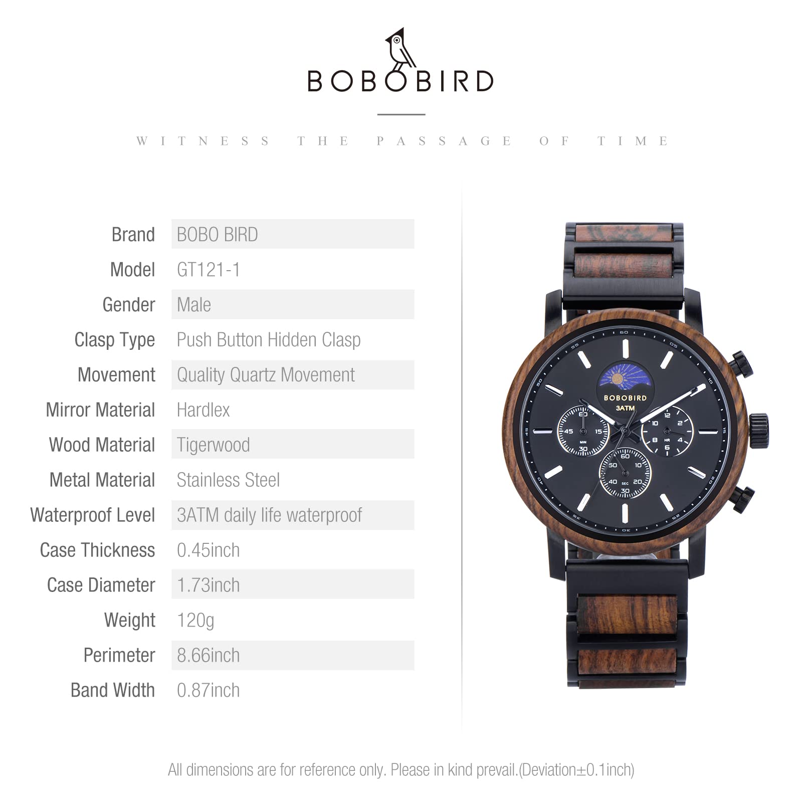 Personalized Wooden Watch for Men Custom Engraved Gift for Husband Boyfriend Dad Anniversary Christmas Father's Day Day Night Pattern - View 7 of 8