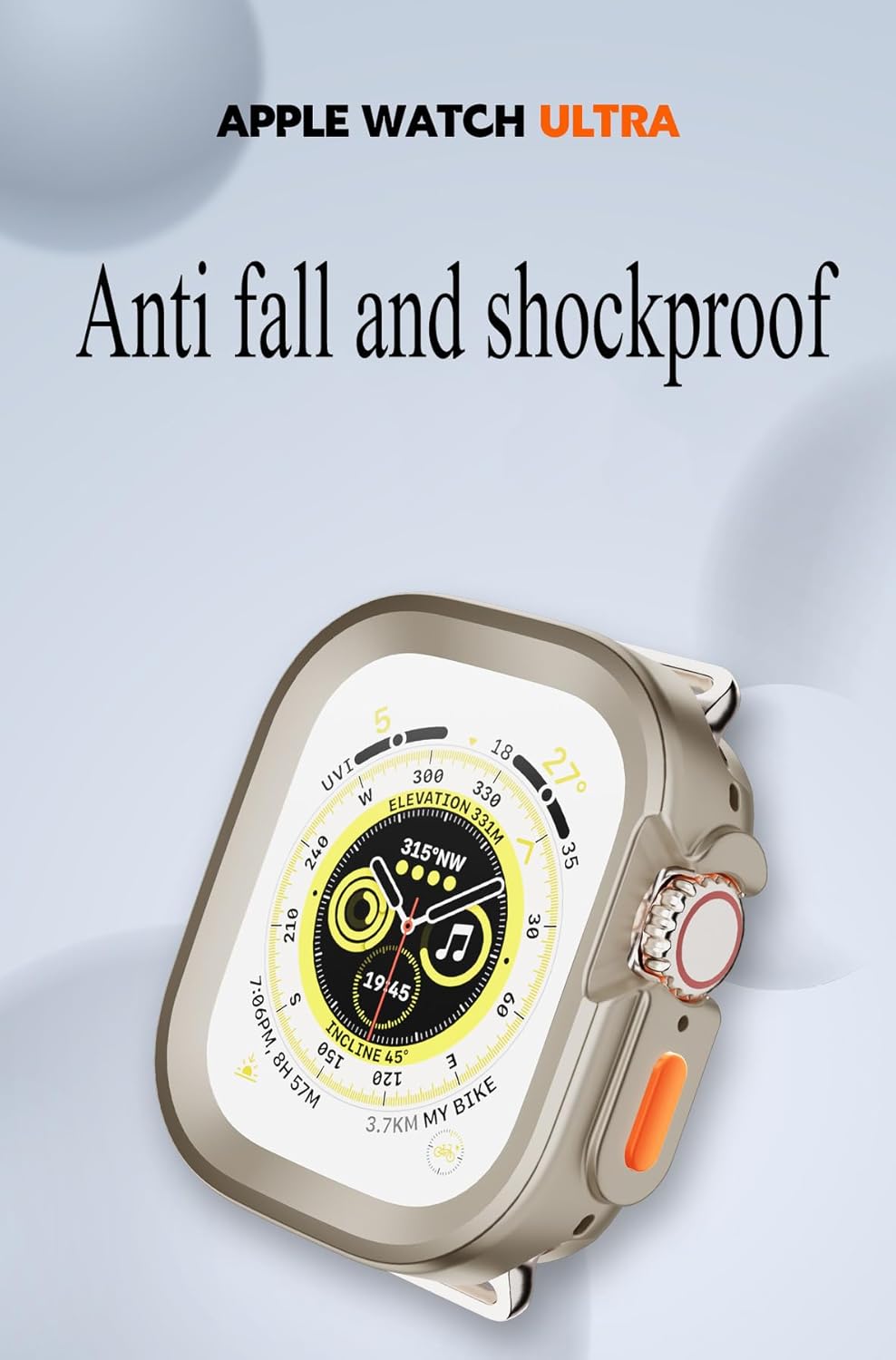 Yrzper Apple Watch Ultra 2 and 49mm Rugged Shockproof TPU Case Lightweight Protective Cover Bumper Clear Silver - View 7 of 9