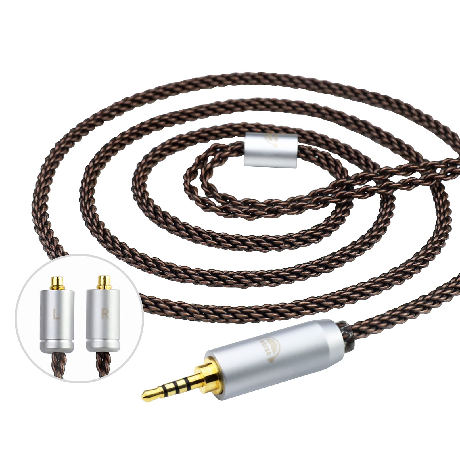 okcsc MMCX Cable Replacement Upgrade for Shure SE215 SE315 SE425 SE535 SE535LTD SE846 AONIC3 AONIC4, 8 Core OFC Audio Cable, 4 Feet Length with 2.5mm