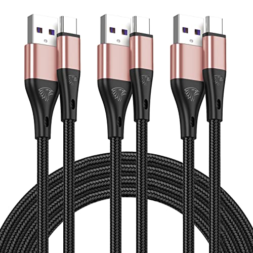 HALIHALL USB Type C Cable Fast Charging 3pack 10ft Premium Nylon Braided 3A Charger Compatible with Samsung Galaxy S21 S20 S10 S9 S8 Plus Note 20 10 9 8 LG V50 V40 G8 Pink