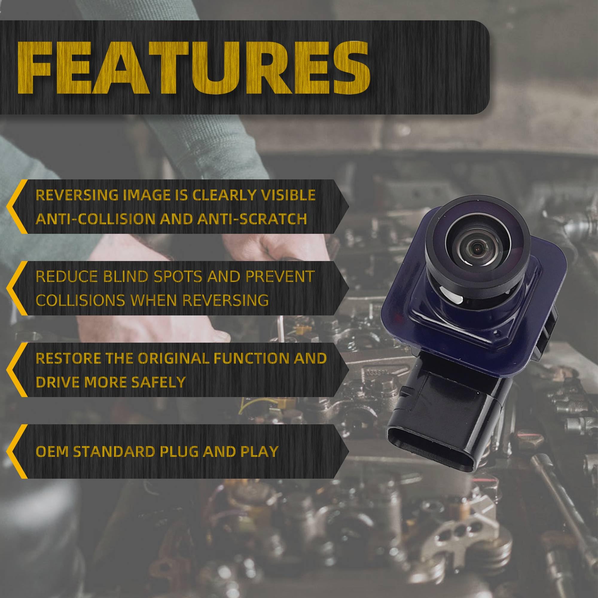 Dasbecan Rear View Backup Camera Compatible with Ford Flex 2013-2019 Replaces DA8Z-19G490-A DA8Z-19G490-C EA8Z-19G490-A GA8Z-19G490-A Parking Assist - View 3 of 7