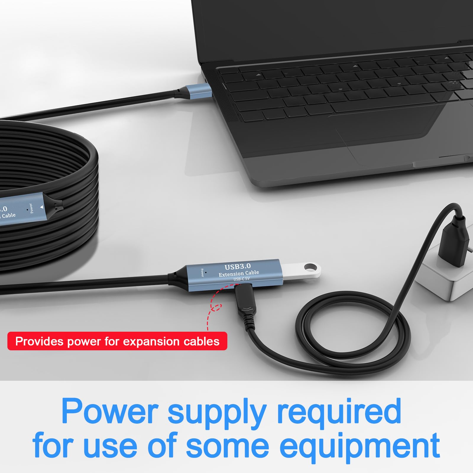 SSS·GRGB SSS GRGB USB 3.0 Extension Cable 100FT Type A Male to Female Active Extender with Signal Booster and USB-C Charging Port for Devices - View 6 of 8