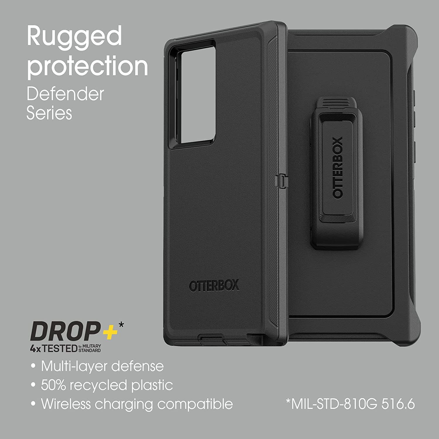 OtterBox Defender Series Case for Galaxy S22 Ultra with Holster Clip Black Non-Retail Packaging - View 6 of 6