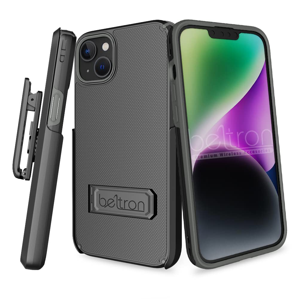 BELTRON Case Holster Combo for iPhone 13 14, Slim Protective Full Body Grip Case and Swivel Belt Clip 3 in 1 Combo with Kickstand and Card Holder - View 2 of 9