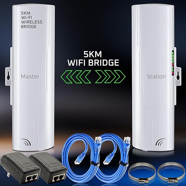 GOOD STORY High-Speed Wireless Bridge Kit - 5G Point to Point Outdoor WiFi, 1000Mbps, 5Km Range (2 Pack) for Network Expansion - View 4 of 11