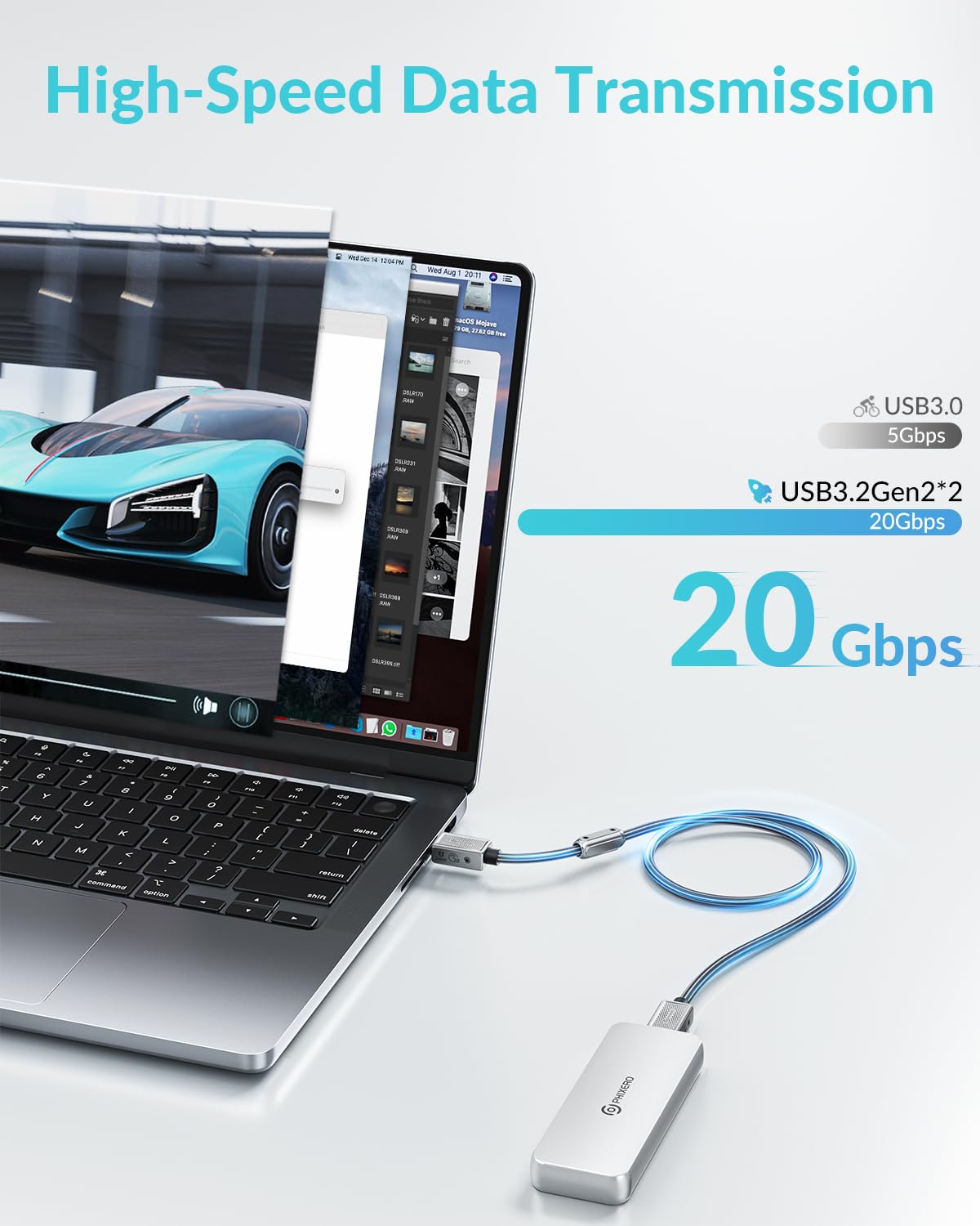 PHIXERO PHIXERO 240W USB C to USB C Cable Zine Alloy 20Gbps 1.6ft Black High Speed Charging and Data Transfer Cable - View 2 of 7