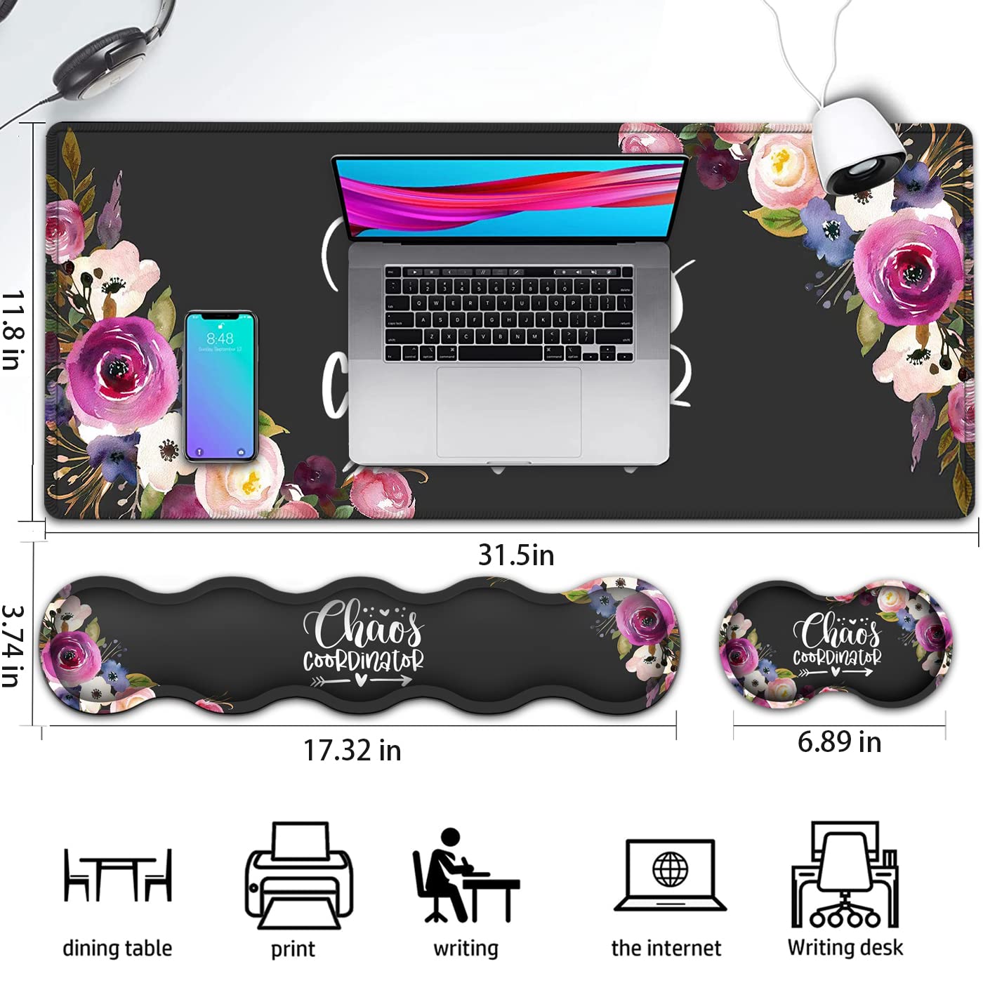 Gaming Mouse Pad and Keyboard Wrist Rest, Large Extended Mouse Pad 31.5X 11.8,Ergonomic Memory Foam Wrist Rest + Desk Mat Protector, for Office Home - View 2 of 7