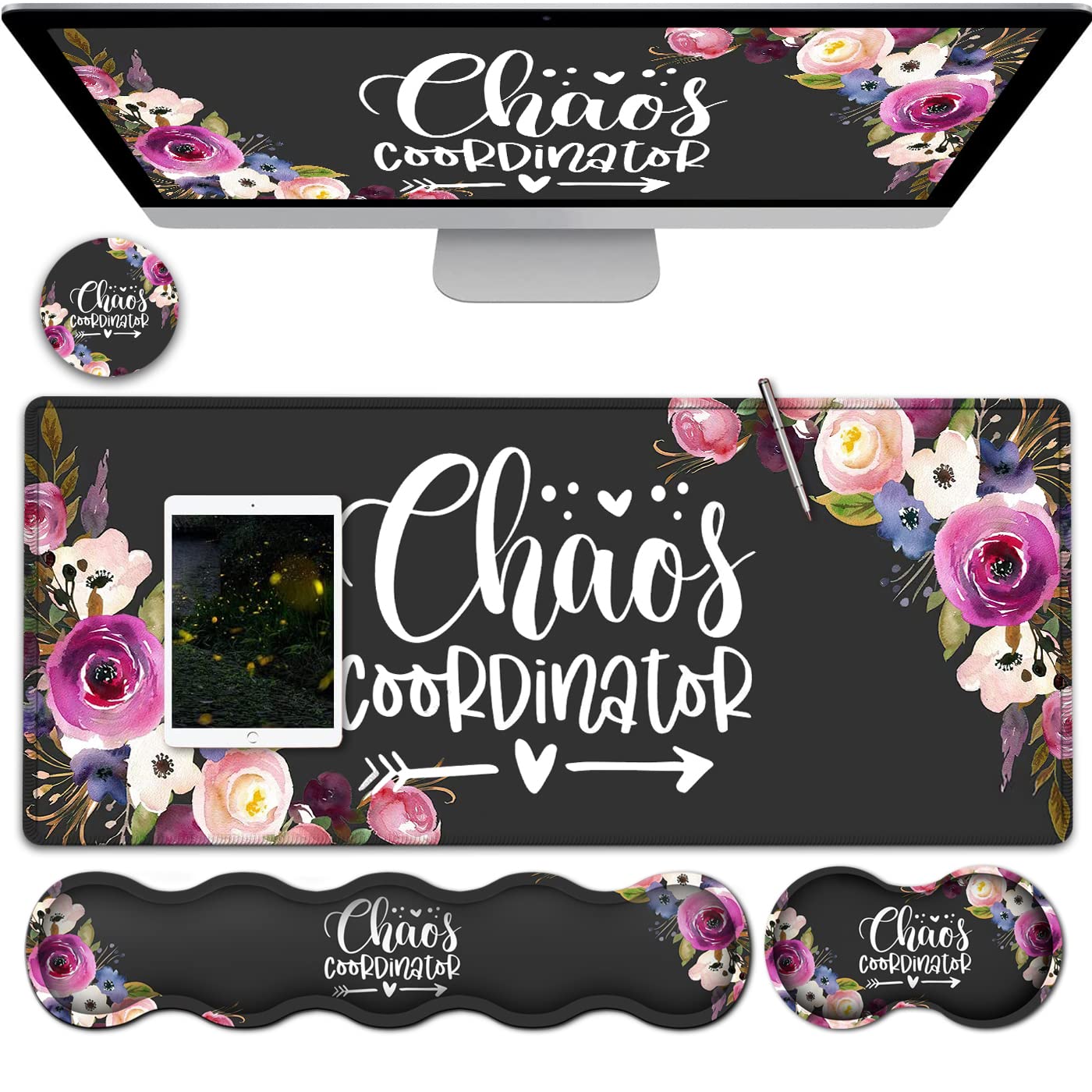 Gaming Mouse Pad and Keyboard Wrist Rest, Large Extended Mouse Pad 31.5X 11.8,Ergonomic Memory Foam Wrist Rest + Desk Mat Protector, for Office Home