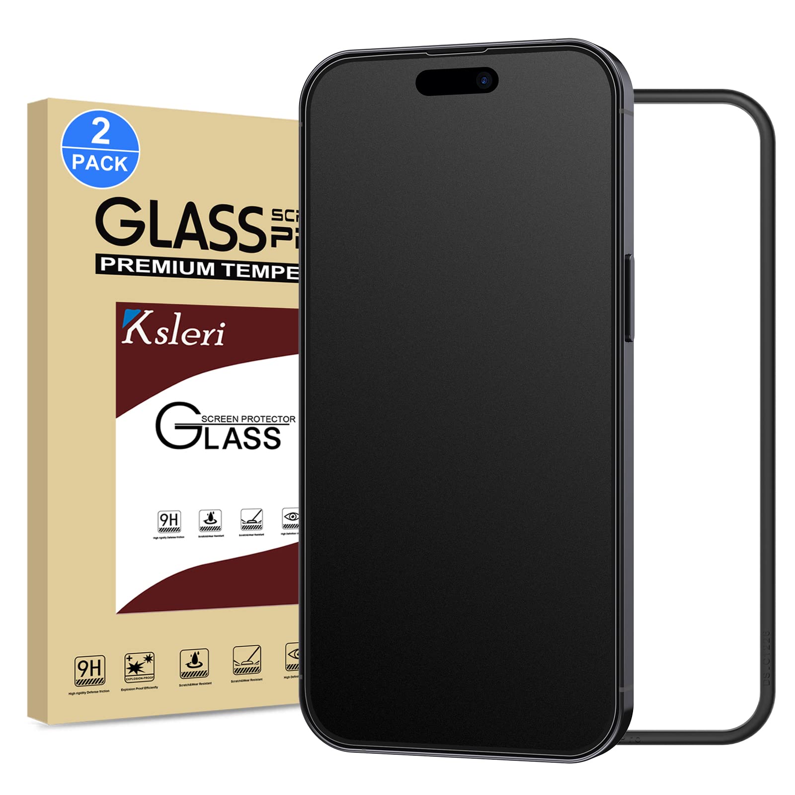 Ksleri 2 Pack Matte Glass Screen Protector for iPhone 14 Pro Max 6.7-inch 2022 with Easy Installation Frame, Anti-Glare Anti-Fingerprint, No