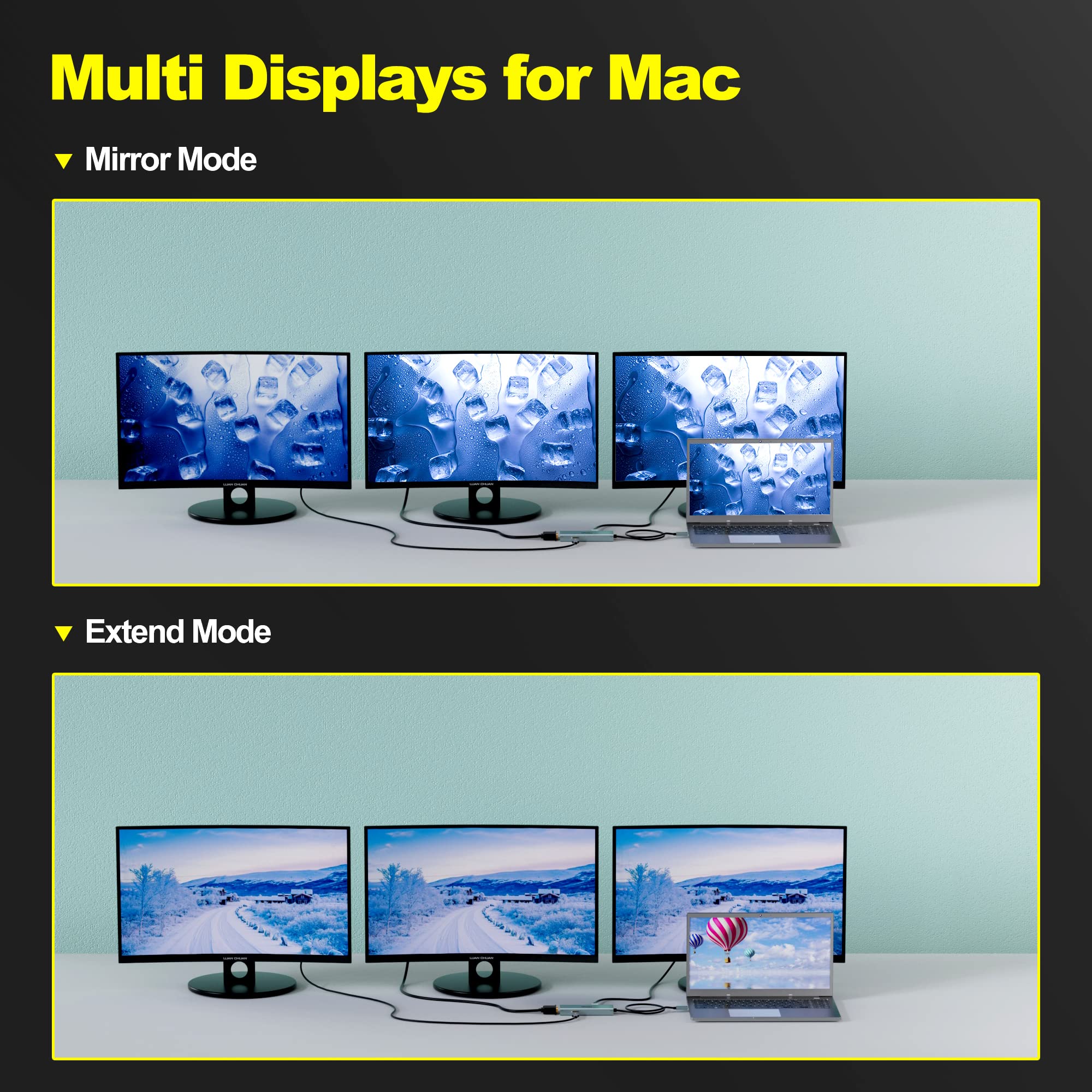 USB C Hub Multiport Adapter 4K HDMI VGA Dual DisplayPort MST Splitter Thunderbolt 3 Compatible for Windows PC and Mac OS Multi Monitor Converter - View 4 of 8