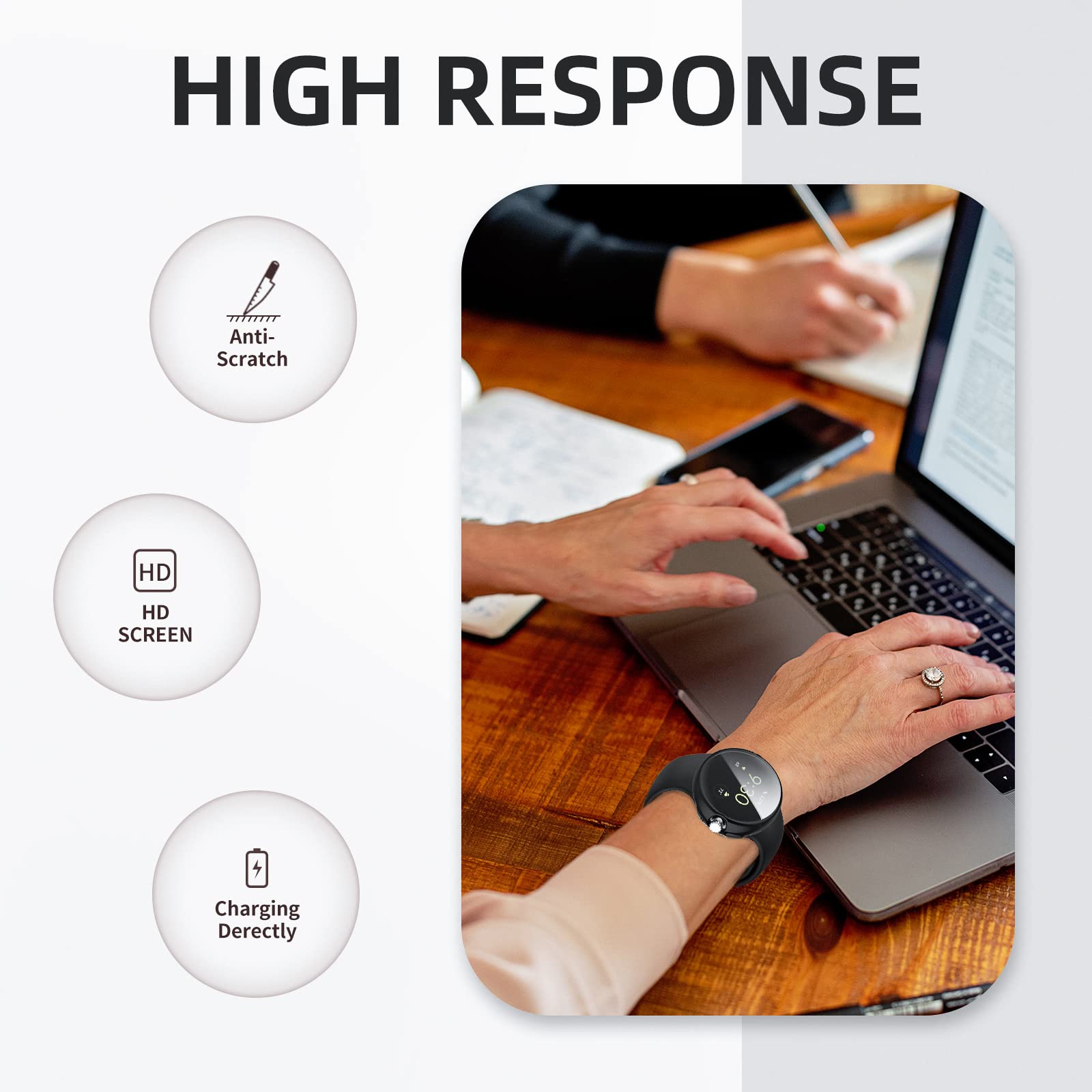 Soft TPU Plated Bumper Intended for Google Pixel Watch 2 Pixel Watch Screen Protector, Ultra-Thin for Pixel Watch2 Case Protective Full Cover - View 4 of 7