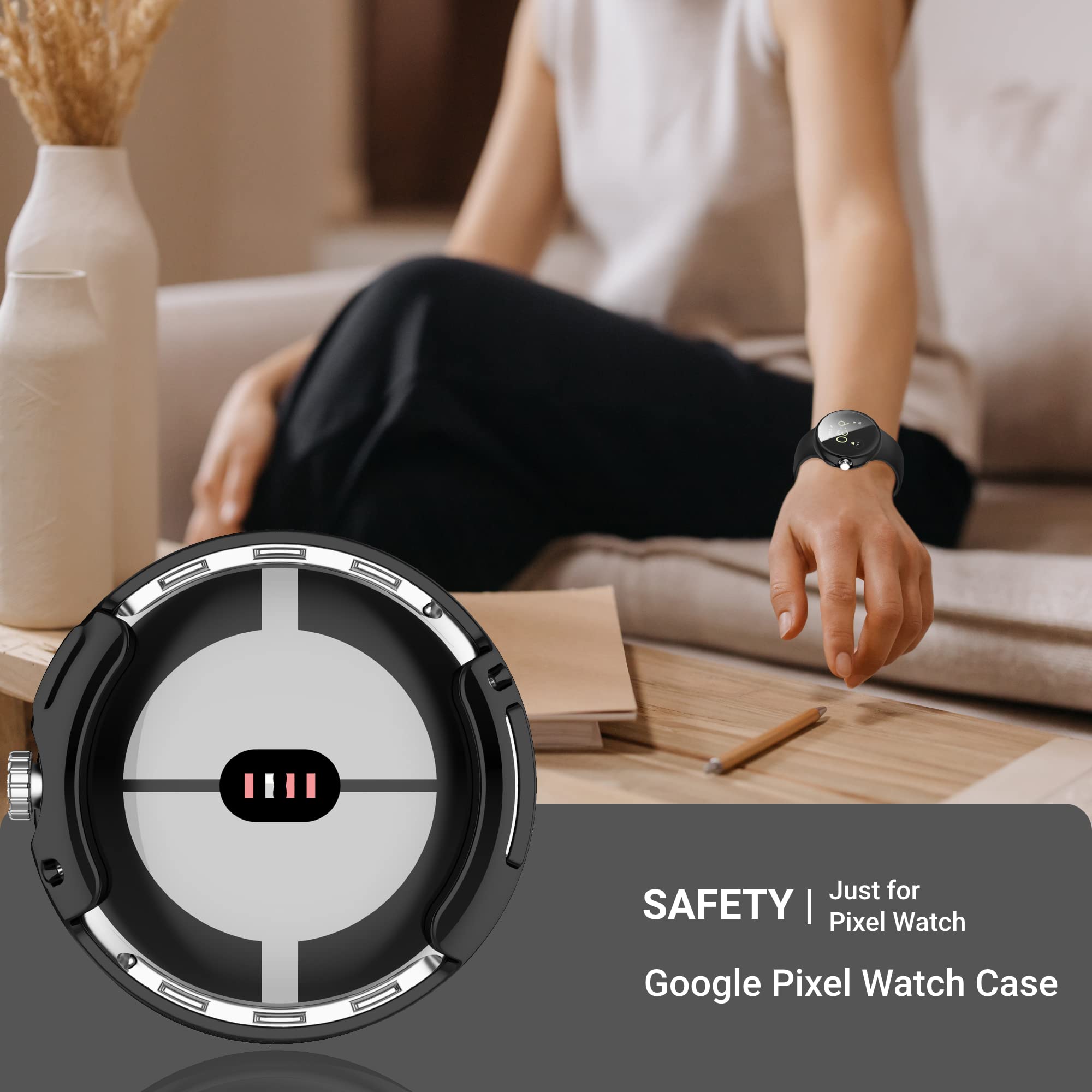 Soft TPU Plated Bumper Intended for Google Pixel Watch 2 Pixel Watch Screen Protector, Ultra-Thin for Pixel Watch2 Case Protective Full Cover - View 6 of 7