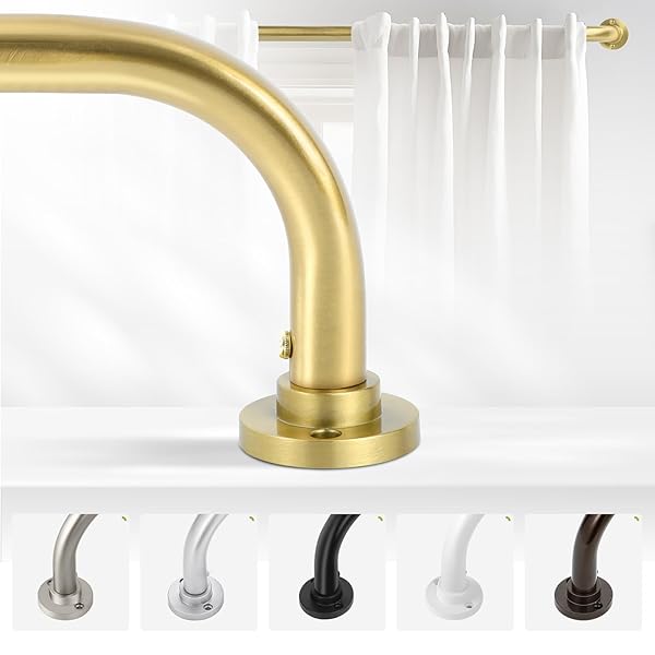 TANGWIN TANGWIN Gold Wrap Around Curtain Rods 28 to 48 Inch Adjustable Heavy Duty Blackout Drapery Rods for Bedroom Easy Install Brushed Gold