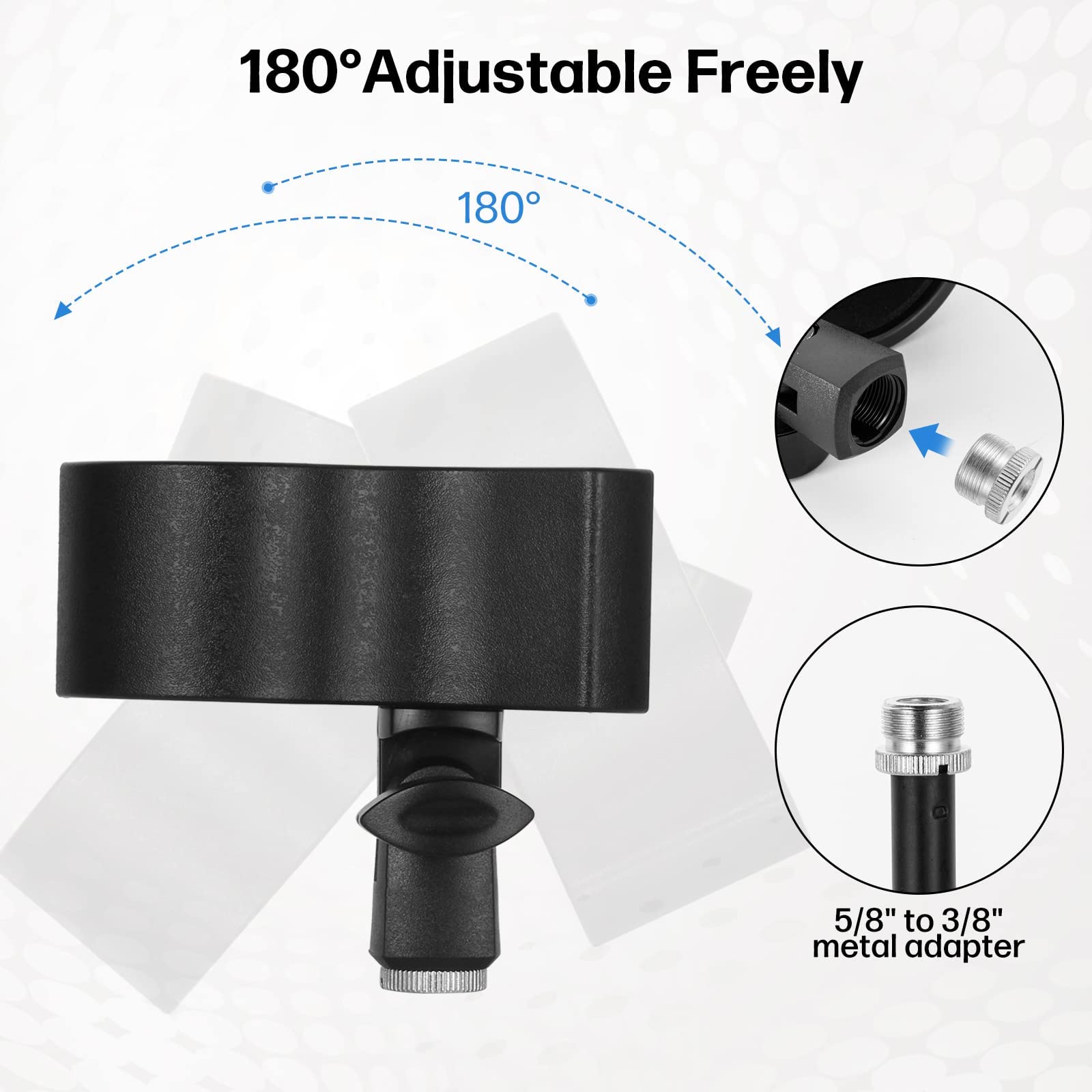 BILIONE 4pcs Versatile Microphone Clip, Adjustable Mic Holder for Microphones with Outer Diameter Range 1.26" from 2.3", with 5 8" Male to 3 8" - View 4 of 7