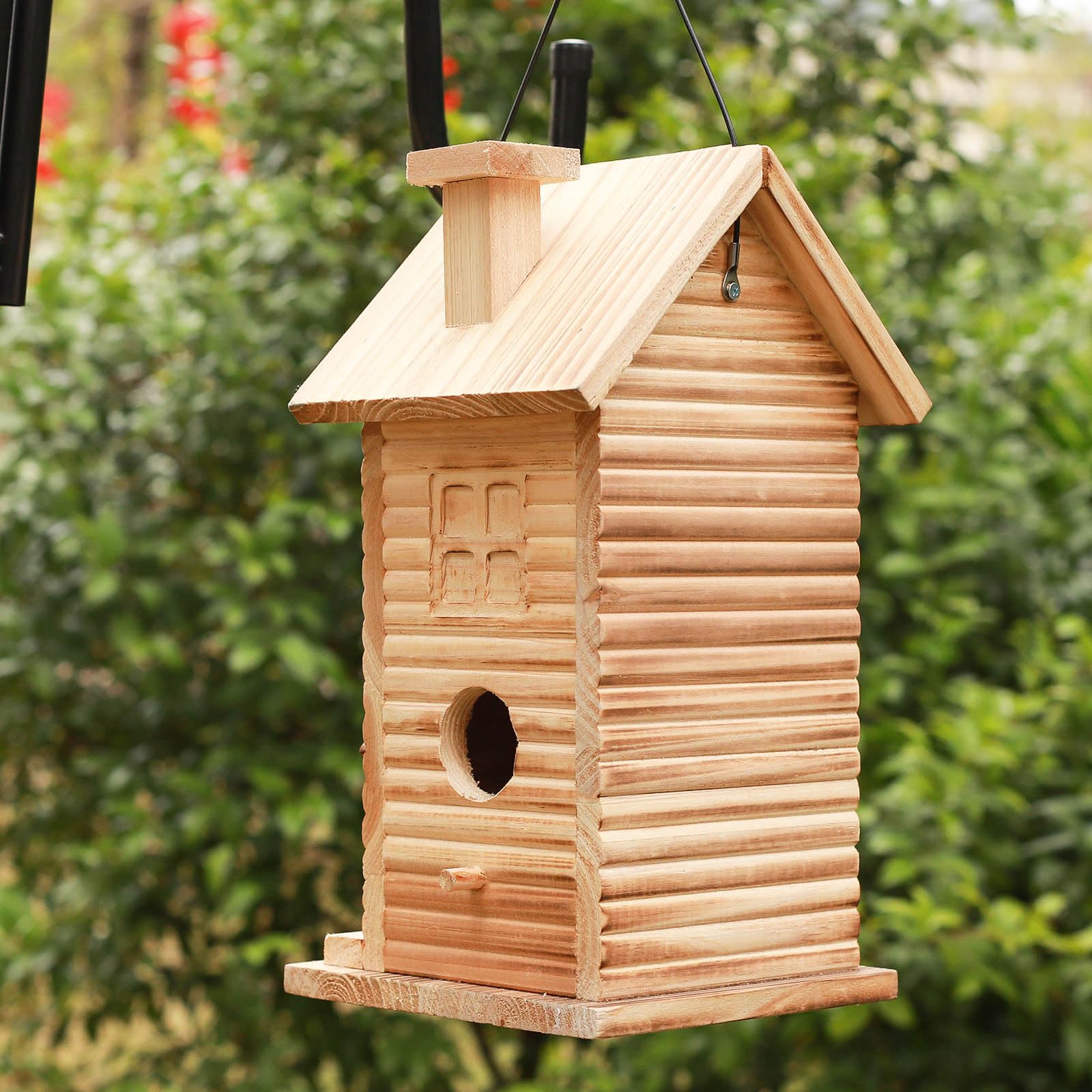 STARSWR STARSWR Bird House Outdoor Wooden Bluebird House with 2 Holes for Finch and Cardinals Ideal for Wild Bird Viewing and Nesting - View 4 of 7
