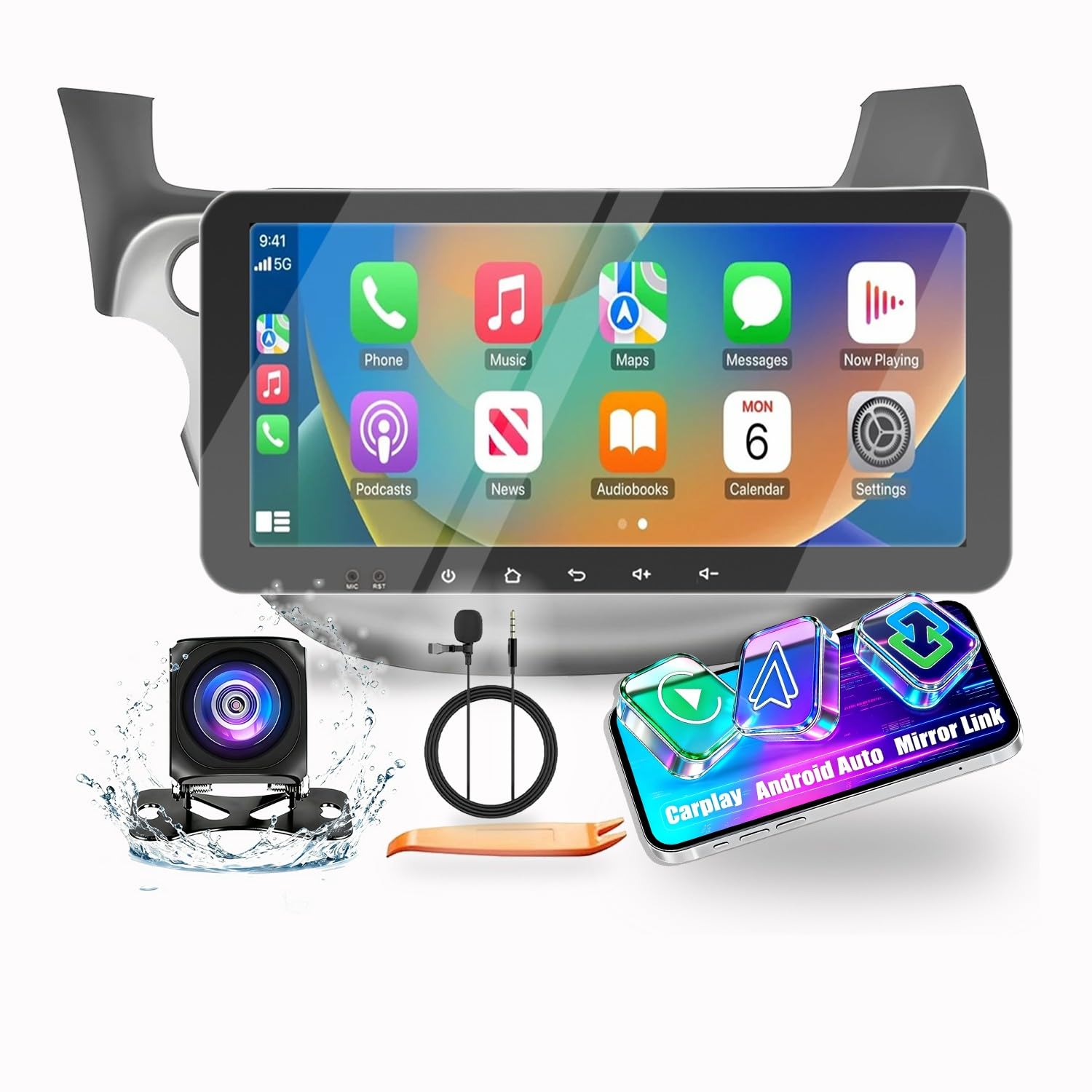 Octa Core 4G+64G CarPlay Android Auto Navigation Stereo GPS Radio Reverse Camera Display 10.33" QLED Touchscreen Headunit Tablet Pad Media Player for