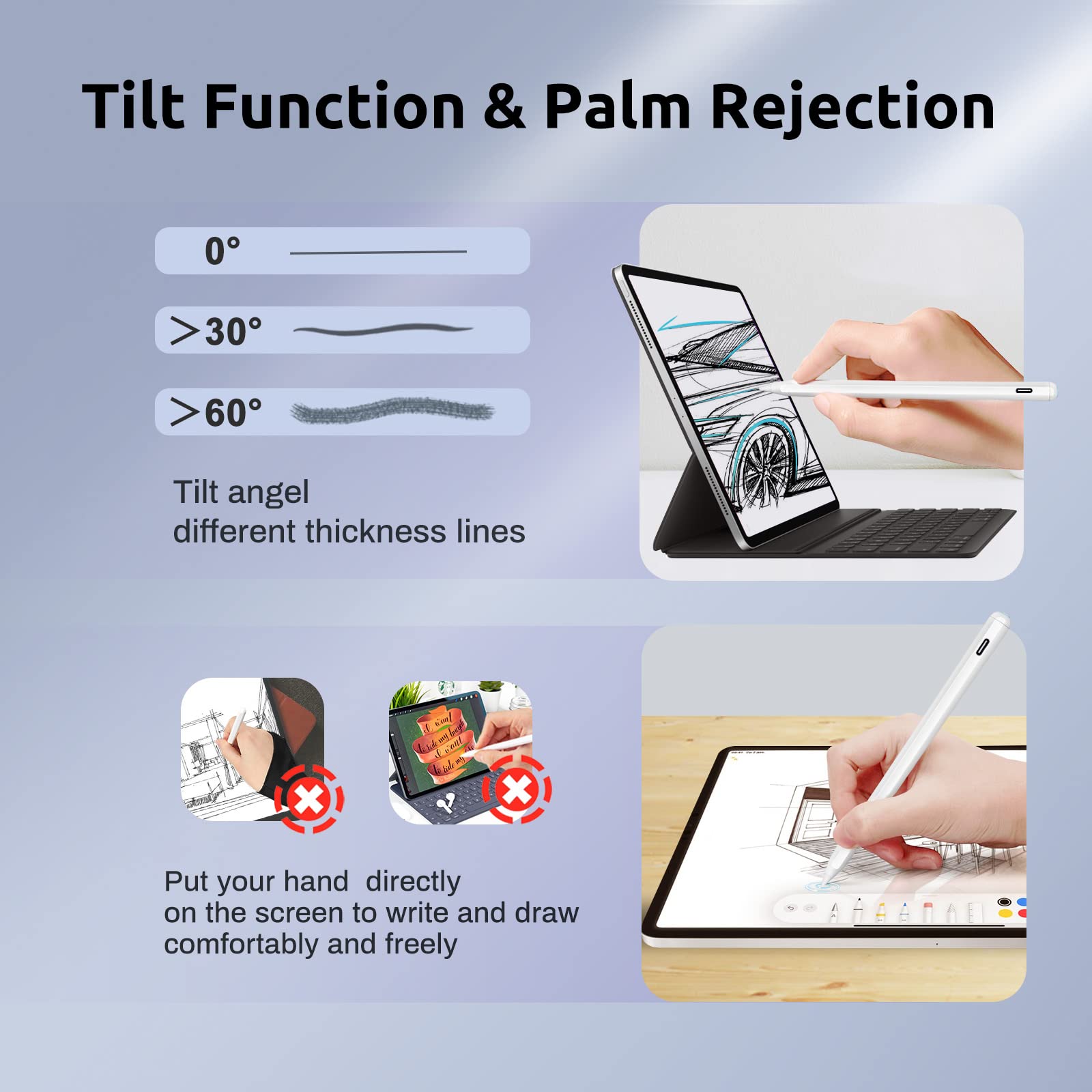 Stylus Pencil for iPad Air 4th 5th Gen,Evach Wireless Charging and USB-C Apple Pencil 2nd Generation for iPad 10th 9th 8th Generation,iPad Pro 12.9" - View 5 of 6