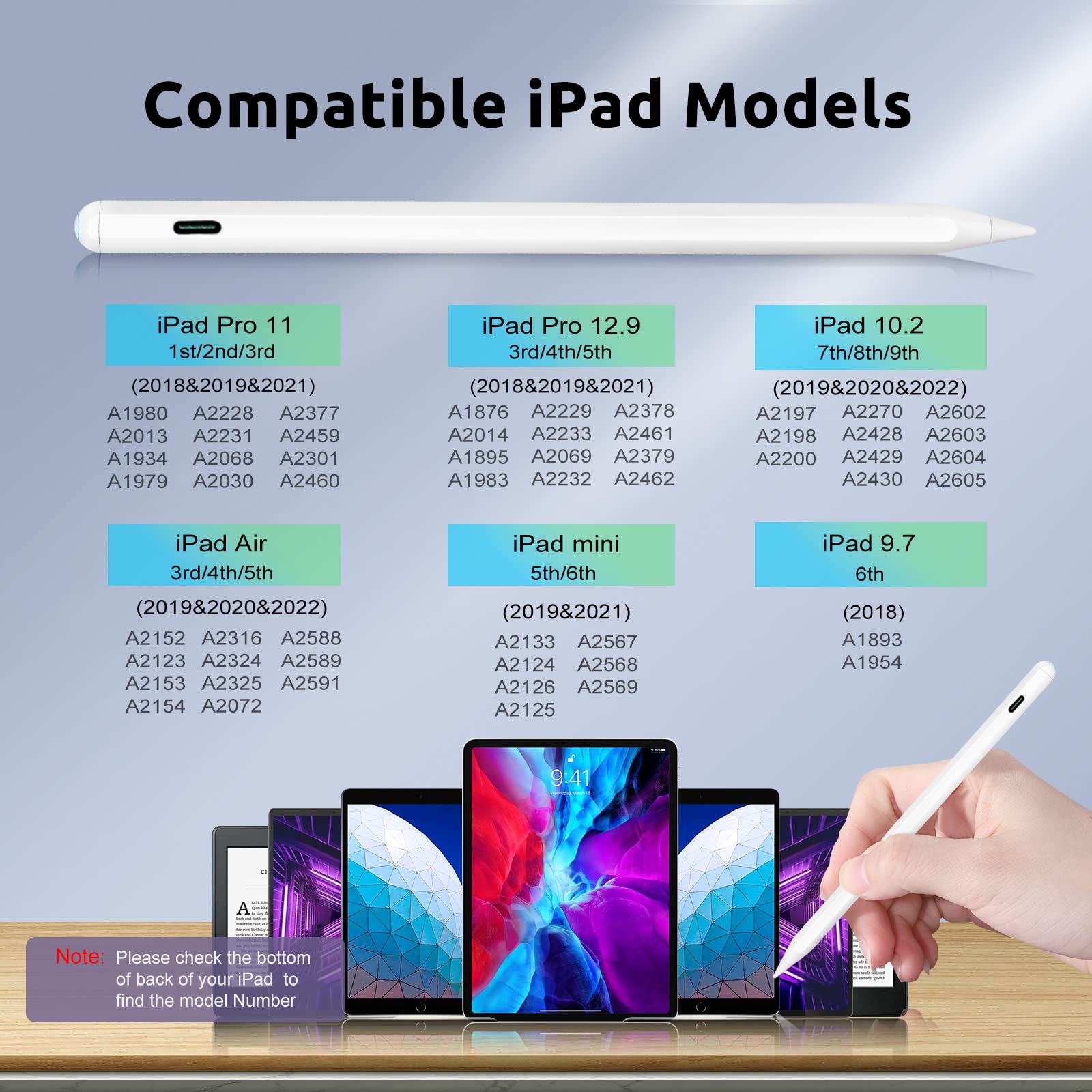 Stylus Pencil for iPad Air 4th 5th Gen,Evach Wireless Charging and USB-C Apple Pencil 2nd Generation for iPad 10th 9th 8th Generation,iPad Pro 12.9" - View 6 of 6