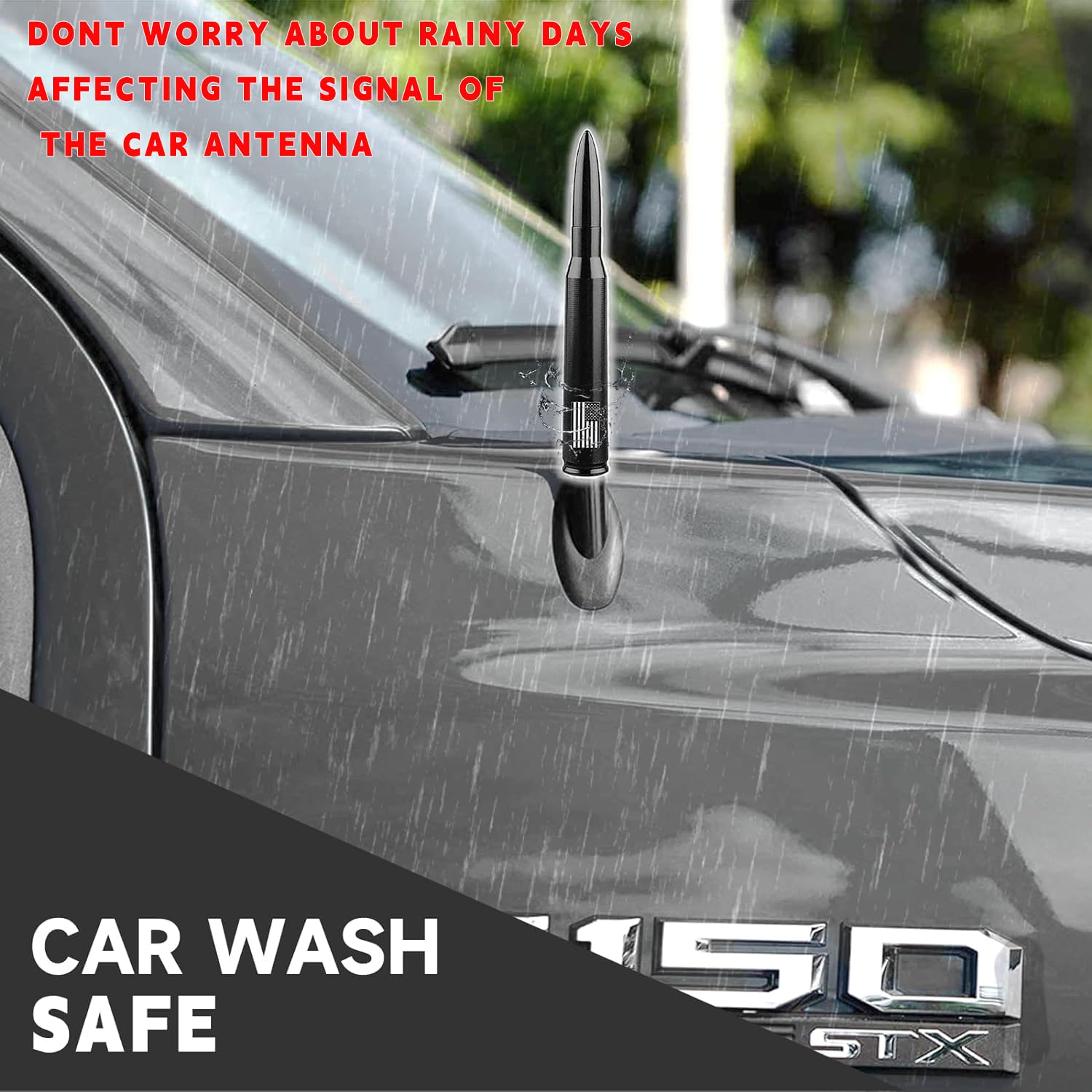 HVSTTPK American Flag Car Truck Antenna and Valve Stem Caps Universal Mast for GM Chevy Ford Heavy Duty Pickup Trucks Accessories - View 3 of 9