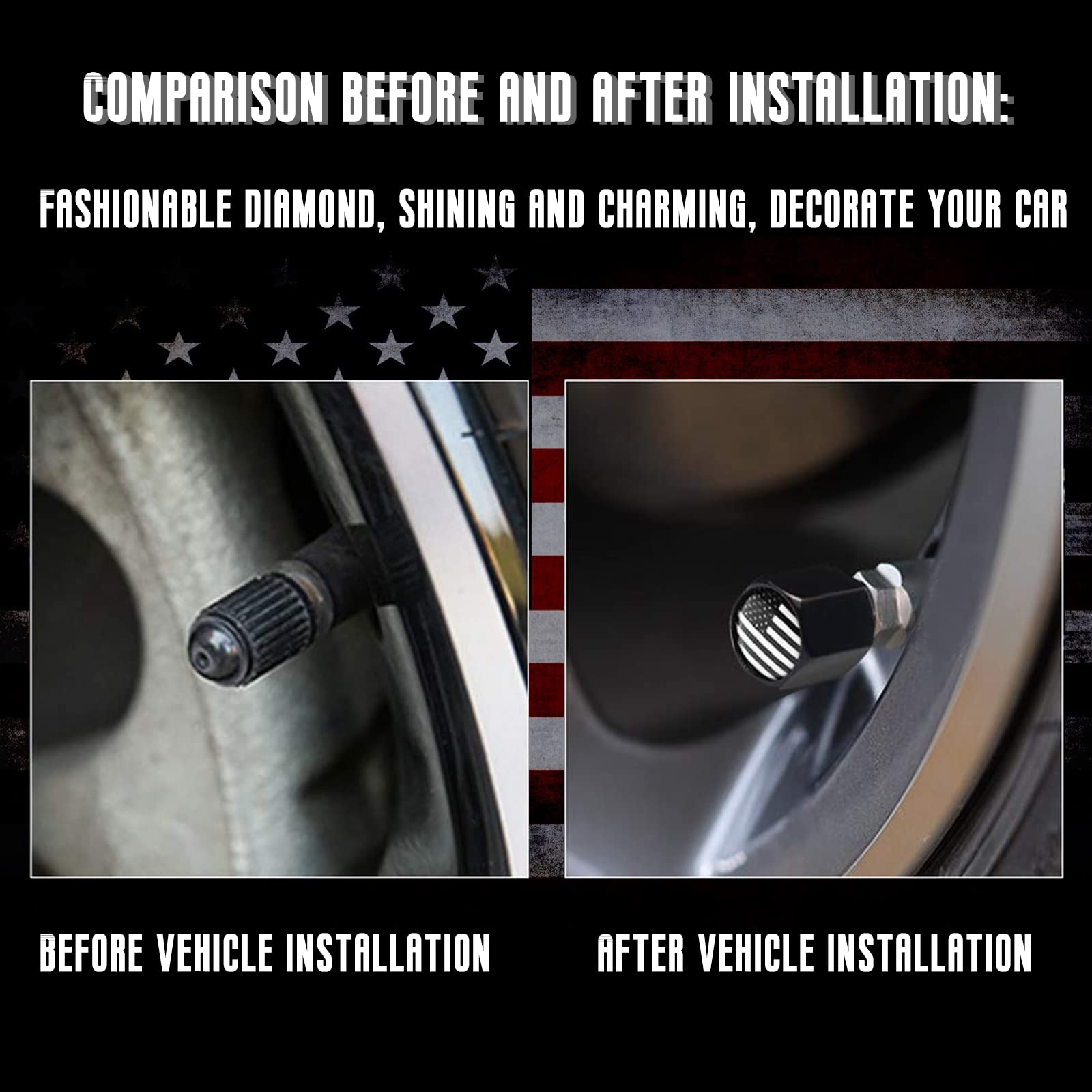 HVSTTPK American Flag Car Truck Antenna and Valve Stem Caps Universal Mast for GM Chevy Ford Heavy Duty Pickup Trucks Accessories - View 9 of 9