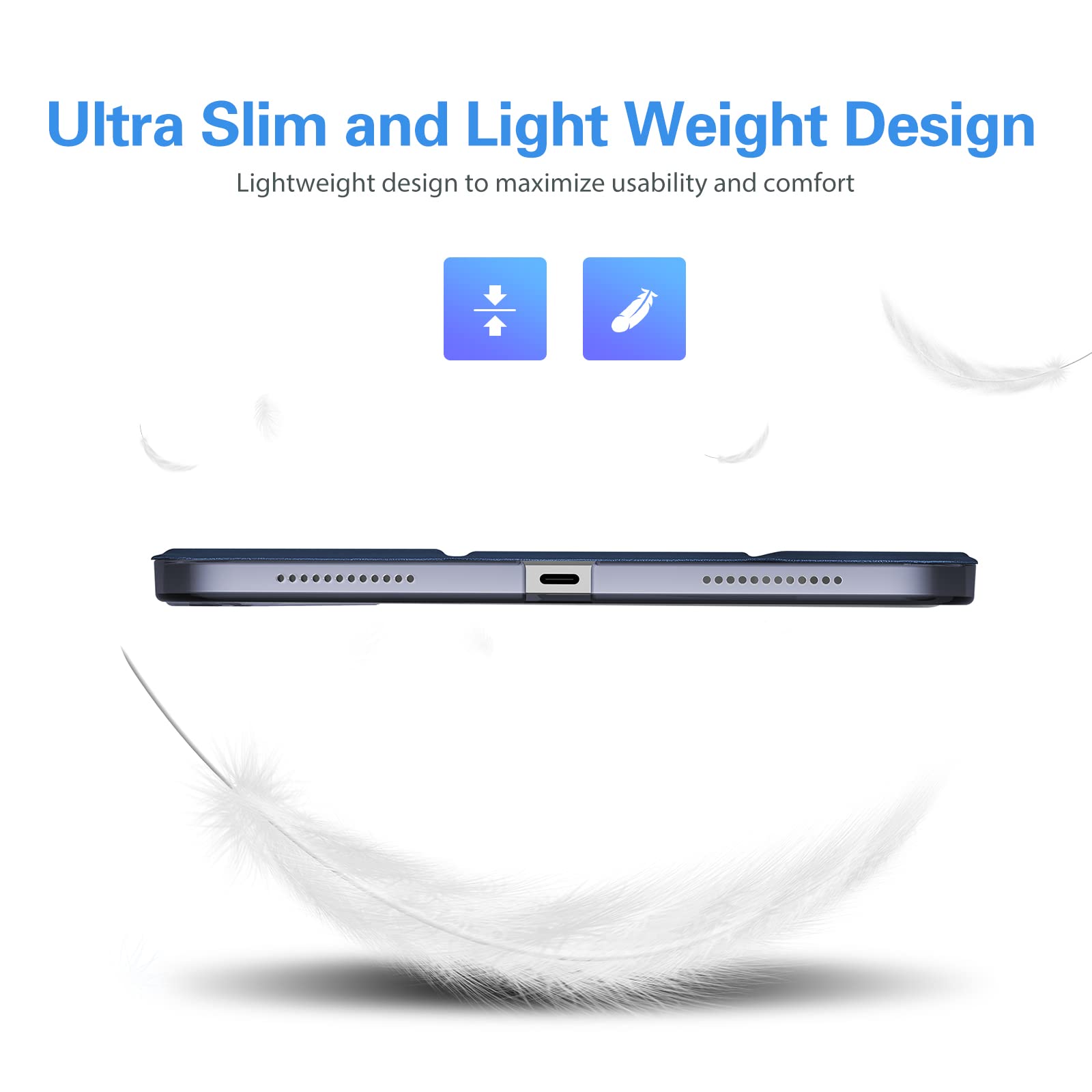 ProCase ProCase Slim Smart Cover for iPad 11th Generation 11 Inch and 10th Generation 10.9 Inch Dark Blue with Touch ID Auto Wake Sleep Support - View 8 of 8