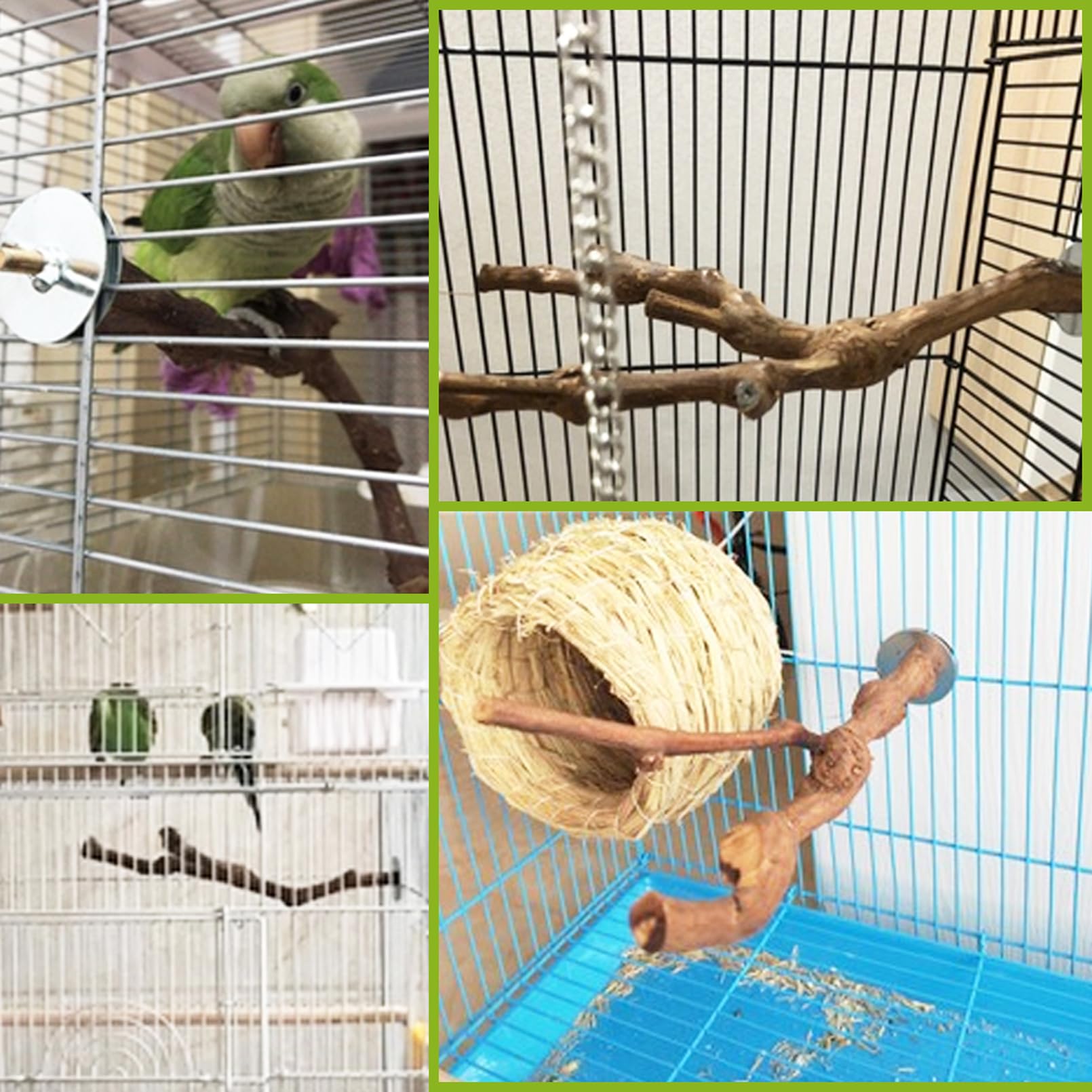 PINVNBY PINVNBY Natural Grape Wood Bird Perch Set with 4 Bird Toys for Parakeets Lovebirds Budgies Cockatiels and Finches - View 2 of 8