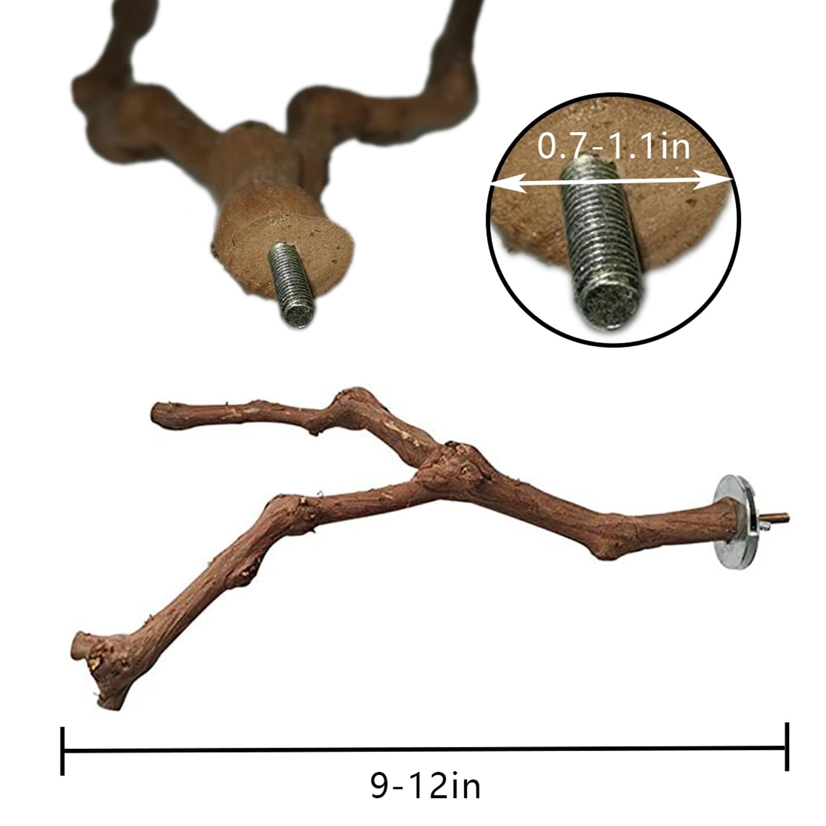 PINVNBY PINVNBY Natural Grape Wood Bird Perch Set with 4 Bird Toys for Parakeets Lovebirds Budgies Cockatiels and Finches - View 3 of 8