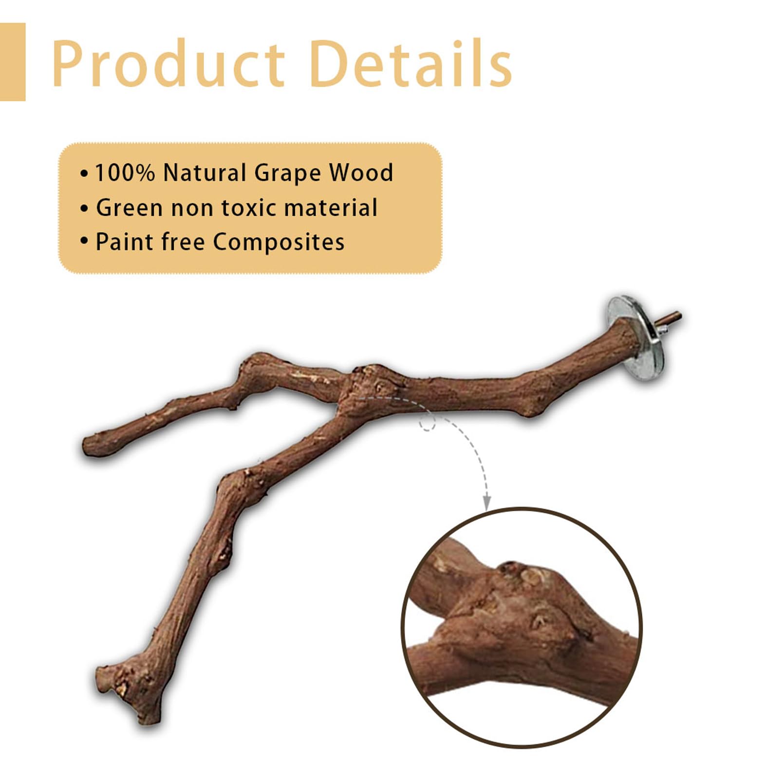 PINVNBY PINVNBY Natural Grape Wood Bird Perch Set with 4 Bird Toys for Parakeets Lovebirds Budgies Cockatiels and Finches - View 5 of 8