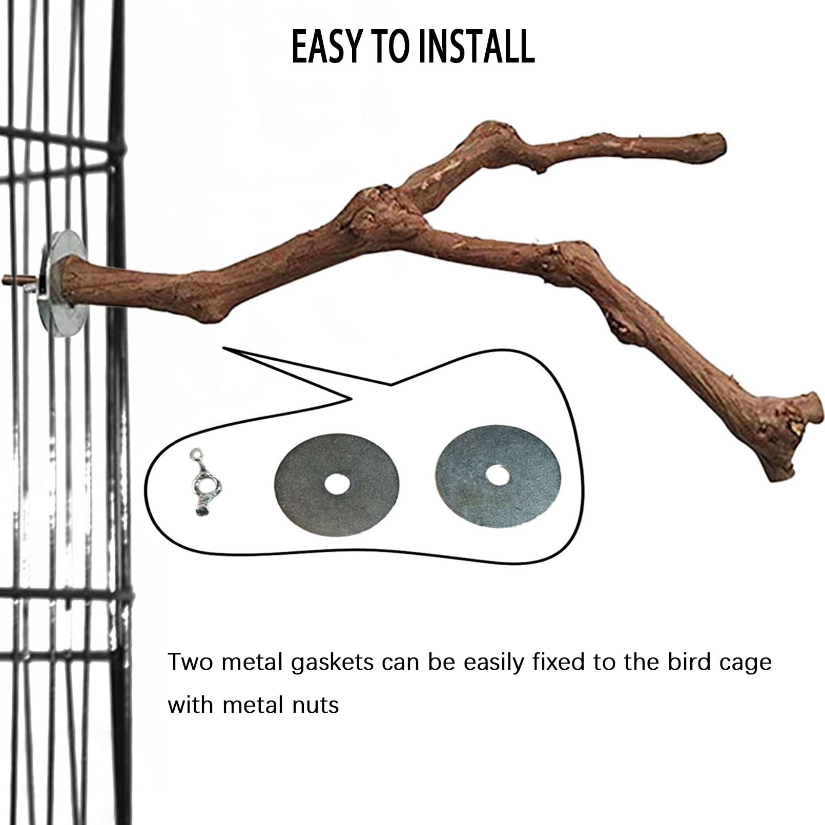 PINVNBY PINVNBY Natural Grape Wood Bird Perch Set with 4 Bird Toys for Parakeets Lovebirds Budgies Cockatiels and Finches - View 7 of 8