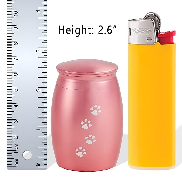 LINES ARTE LINES ARTE Small Keepsake Pet Urns 2.67 Inches Mini Pink Cremation Urns for Dogs Cats with Paw Print Memorial Ashes - View 4 of 9