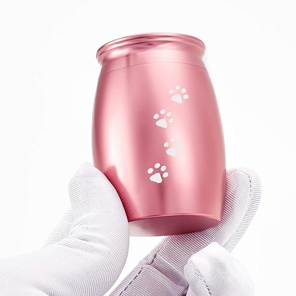 LINES ARTE LINES ARTE Small Keepsake Pet Urns 2.67 Inches Mini Pink Cremation Urns for Dogs Cats with Paw Print Memorial Ashes - View 5 of 9