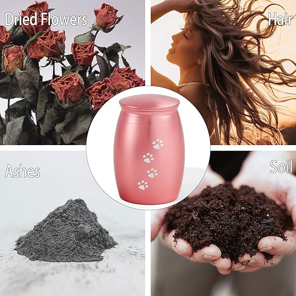 LINES ARTE LINES ARTE Small Keepsake Pet Urns 2.67 Inches Mini Pink Cremation Urns for Dogs Cats with Paw Print Memorial Ashes - View 7 of 9