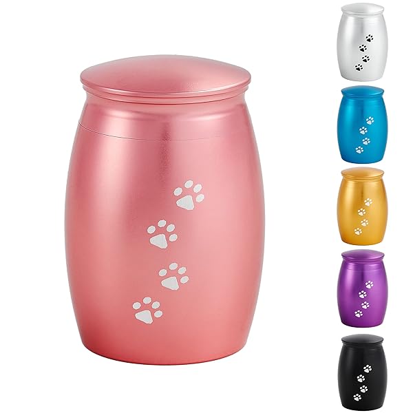 LINES ARTE LINES ARTE Small Keepsake Pet Urns 2.67 Inches Mini Pink Cremation Urns for Dogs Cats with Paw Print Memorial Ashes - View 3 of 9