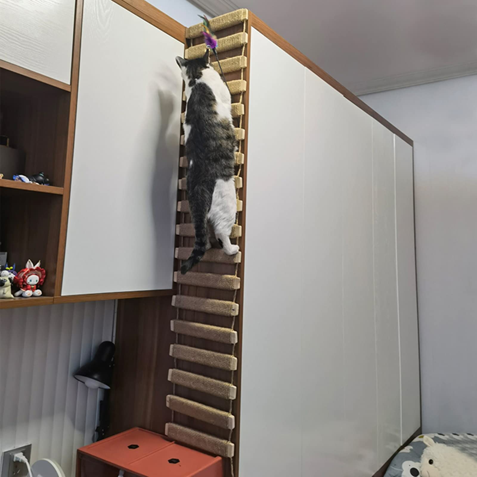 AGRICUE AGRICUE Cat Climbing Frame Bridge Sisal Rope Ladder Pet Furniture Step Scratcher Post Kitten Toys Cat Tree Tower Bridge - View 2 of 6
