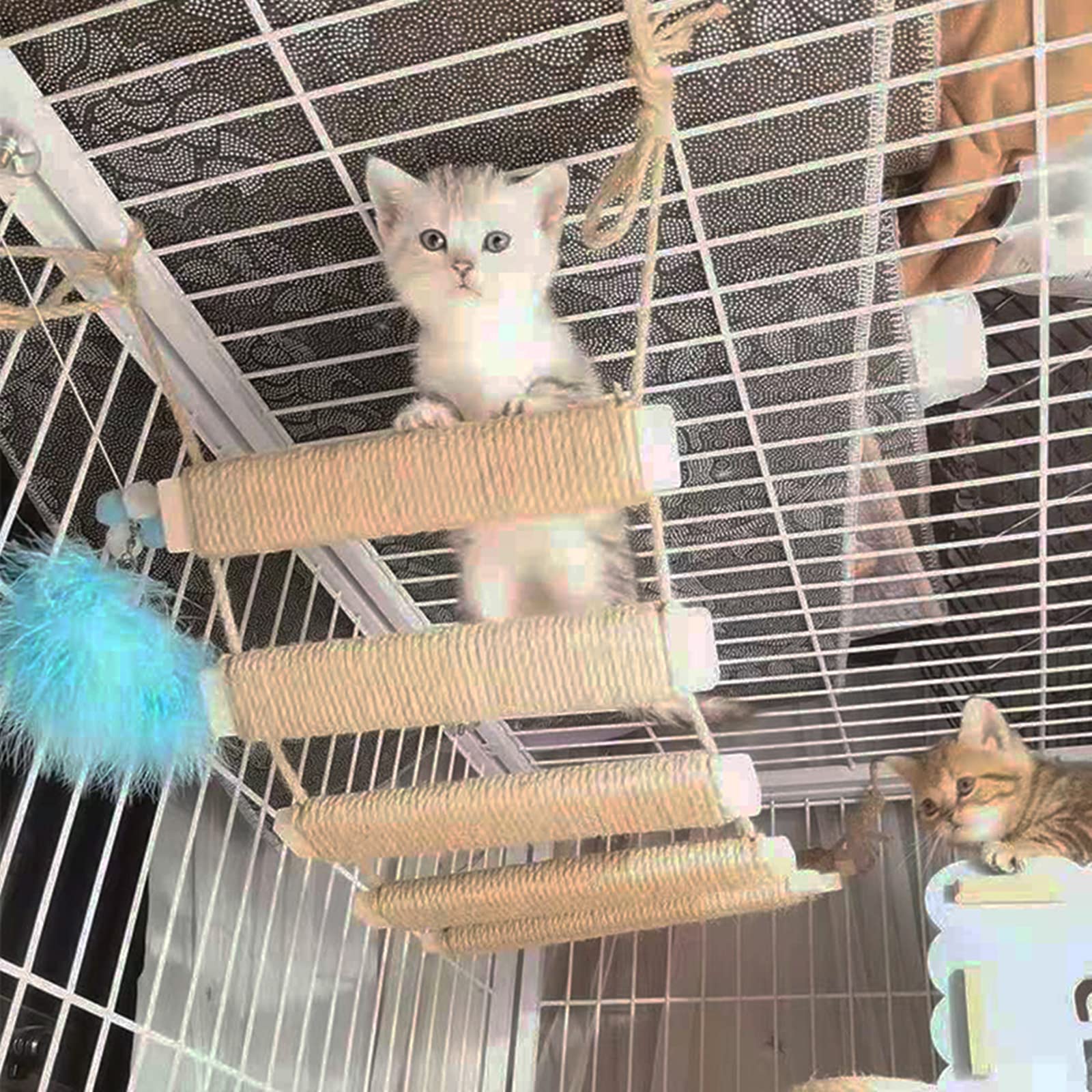 AGRICUE AGRICUE Cat Climbing Frame Bridge Sisal Rope Ladder Pet Furniture Step Scratcher Post Kitten Toys Cat Tree Tower Bridge - View 4 of 6