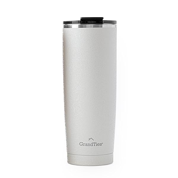 GRANDTIES GRANDTIES 20oz Insulated Coffee Tumbler - Leak Proof, Double Walled Stainless Steel Travel Mug with Tritan Lid (Snowy Pearl)