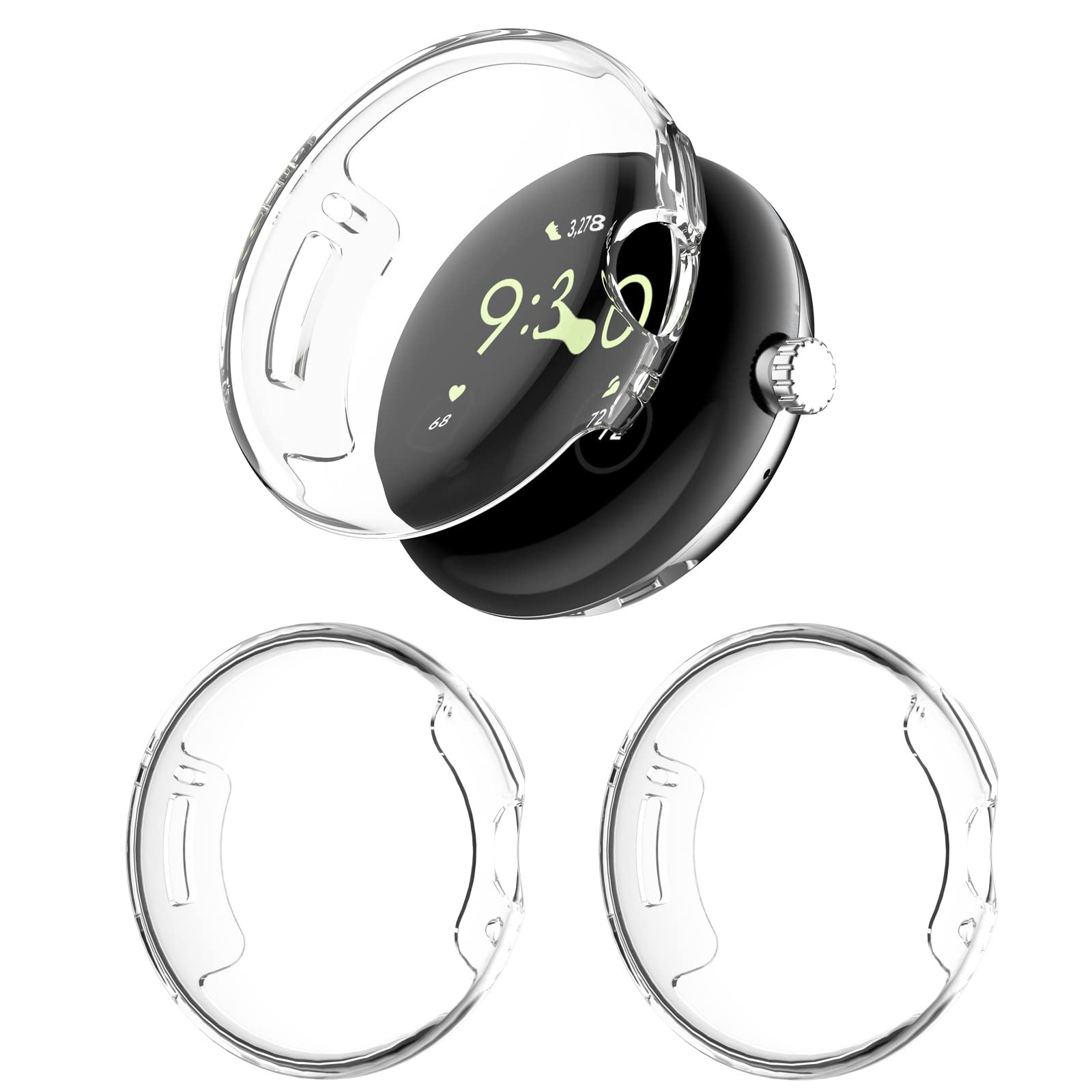 (3 Pack) NTidea Compatible with Google Pixel Watch Screen Protector Case, Soft Color TPU Shockproof Cover Slim Guard Bumper Shell for Pixel Watch,