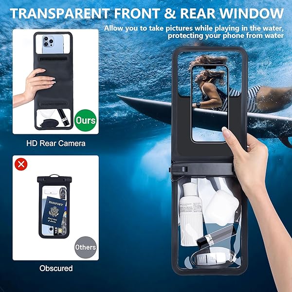 Niveaya Waterproof Phone Pouch 2 Pack for iPhone 16/15/14/13/12 Pro Max - Perfect for Beach, Pool, Kayak & Travel Essentials - View 7 of 10