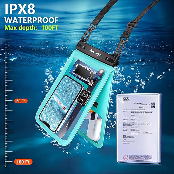 Niveaya Waterproof Phone Pouch 2 Pack for iPhone 16/15/14/13/12 Pro Max - Perfect for Beach, Pool, Kayak & Travel Essentials - View 8 of 10