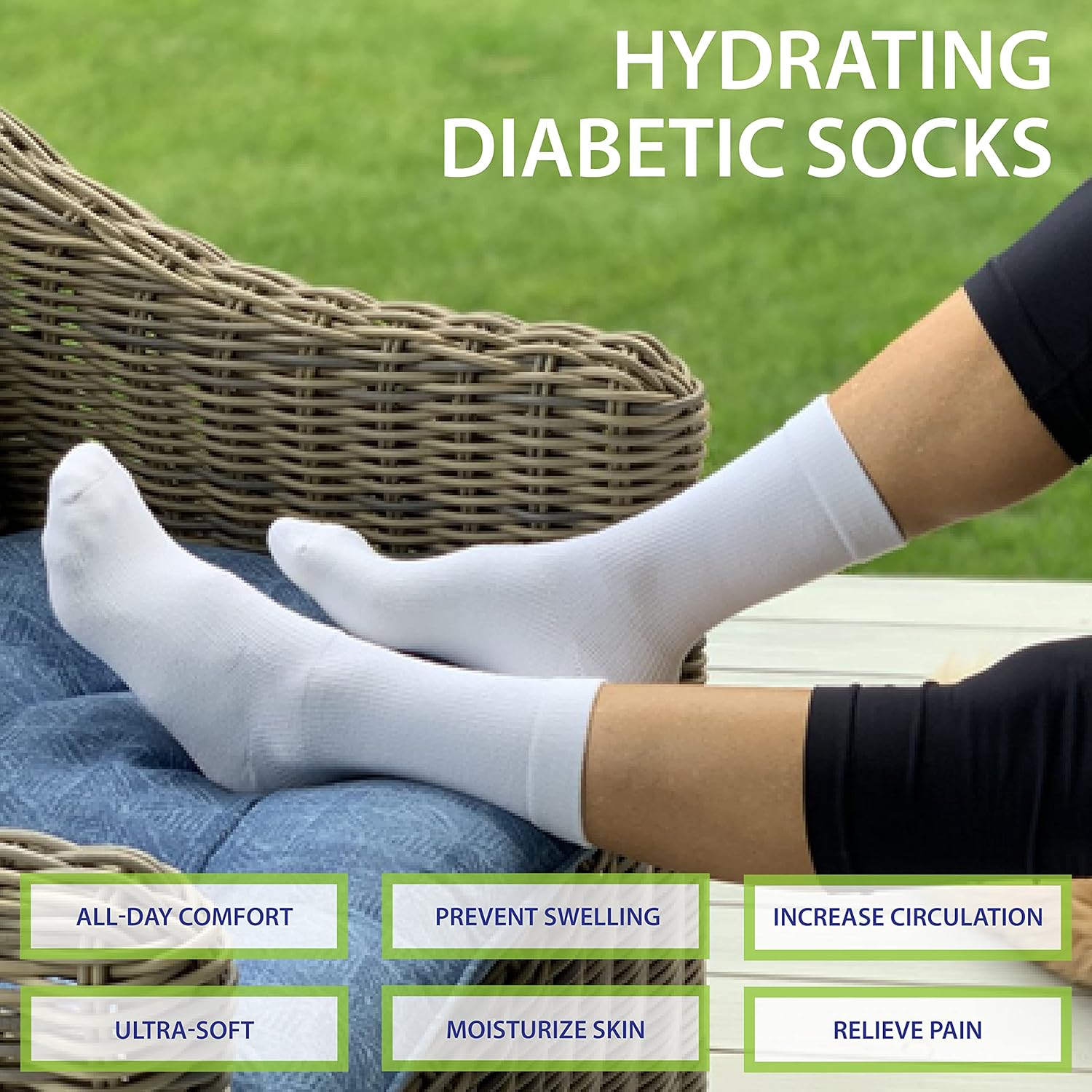 SKINEEZ Skincarewear Skineez Hydrating Diabetic Socks Non-Binding Ultra-Soft Fabric Clinically Proven to Heal Skin Condition Black Large X-Large 2 Pairs - View 3 of 7