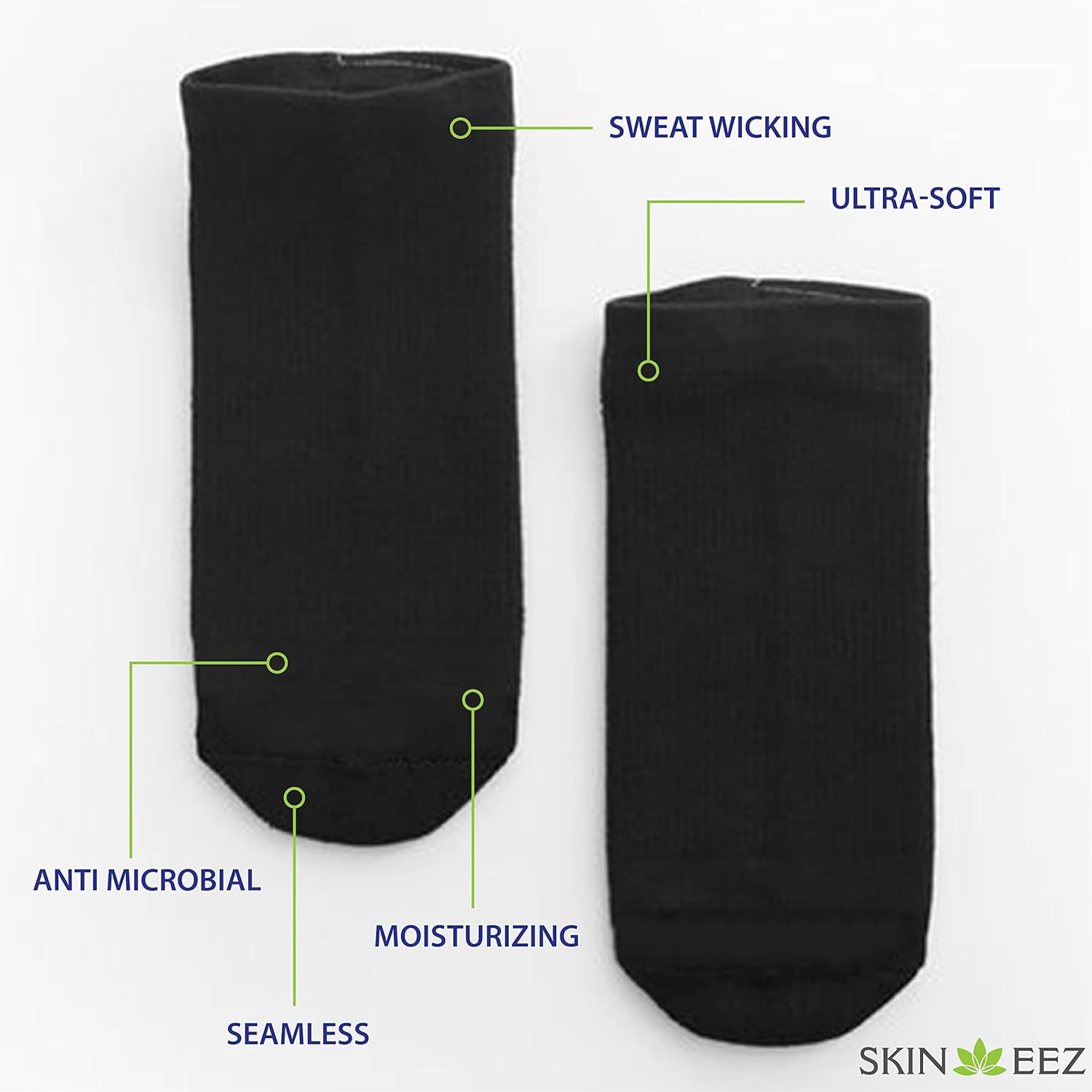 SKINEEZ Skincarewear Skineez Hydrating Diabetic Socks Non-Binding Ultra-Soft Fabric Clinically Proven to Heal Skin Condition Black Large X-Large 2 Pairs - View 4 of 7