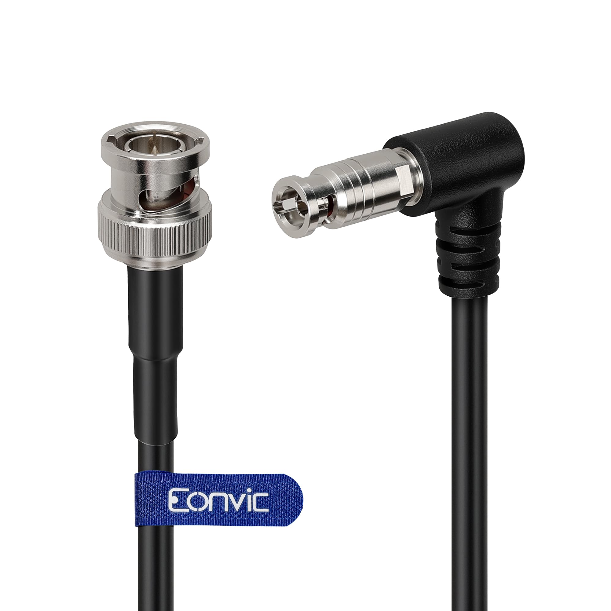 Eonvic 12G-SDI UHD 4K Coaxial Cable for Blackmagic Video Assist 5" 3G and 12G Right Angle High Density Micro BNC to Standard BNC Male, 1M