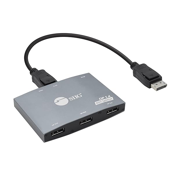 SIIG 3-Port DisplayPort 1.4 Splitter: Dual & Triple 4K Multi-Monitor Adapter for Mac OS - TAA Compliant