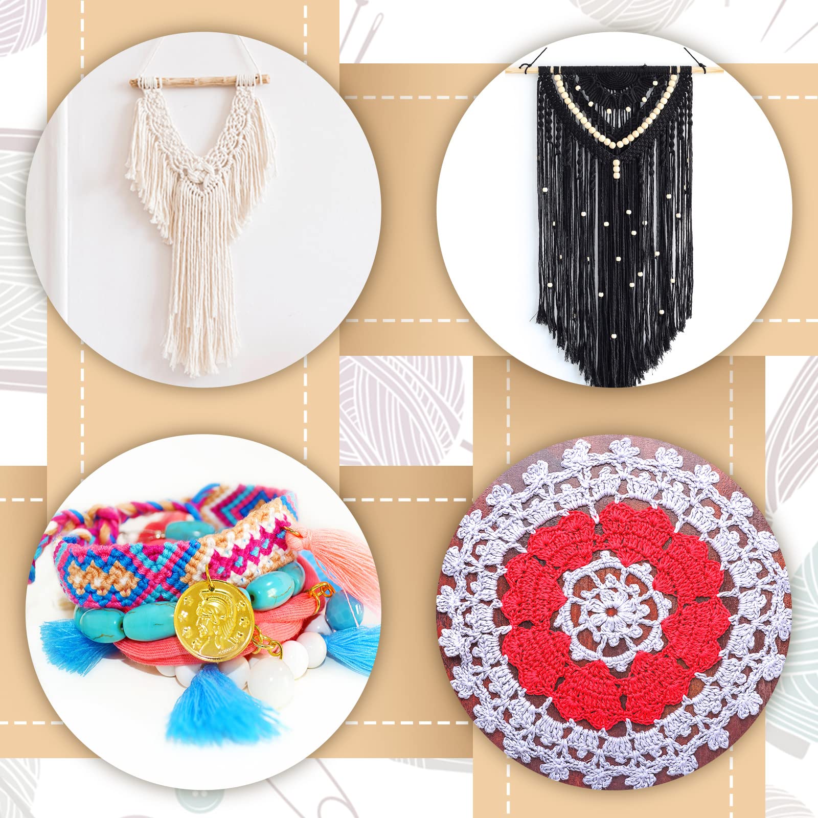 Minatee Minatee 36 Pcs Wooden Loom Weaving Tools for Kids and Adults Crafting Jewelry Motor Skills Crochet Knitting Sewing Educational Activities - View 4 of 6