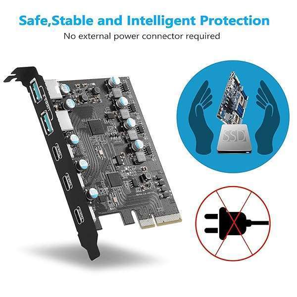 YEELIYA YEELIYA PCIe USB 3.2/3.1 Gen 2 Expansion Card: 3x USB-C & 2x USB-A for Windows & Mac - View 6 of 9