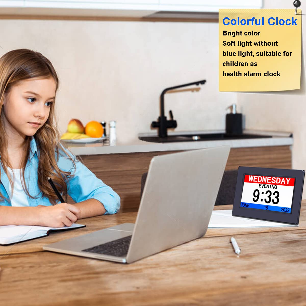 AINFTIME AINFTIME Large Display Digital Calendar Alarm Clock for Elderly with Day and Date 3 Color Options Ideal for Dementia and Alzheimers 7in Black - View 4 of 9